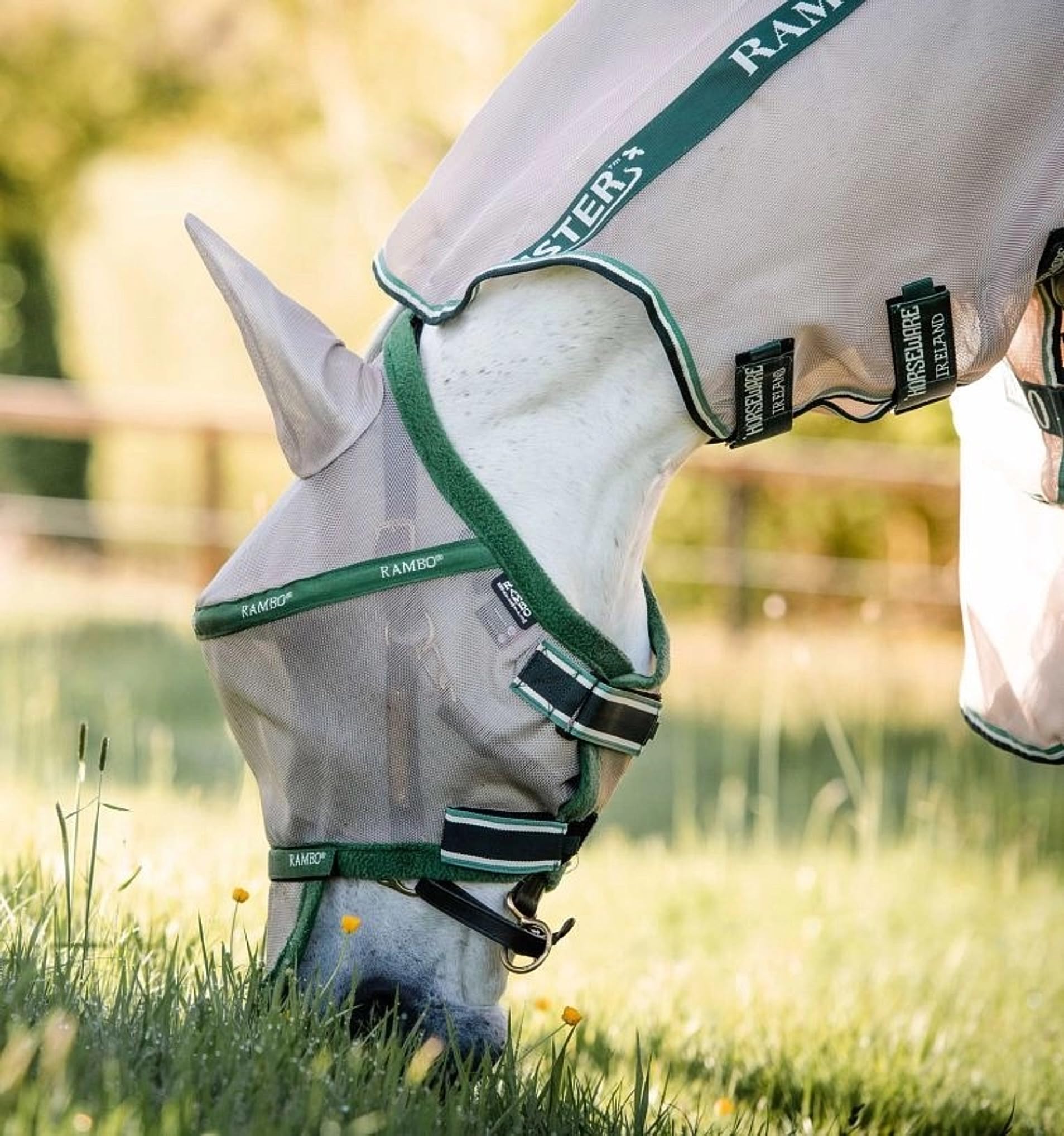 Horseware Ireland Rambo Plus Fly Mask Oatmeal/Sage Pony