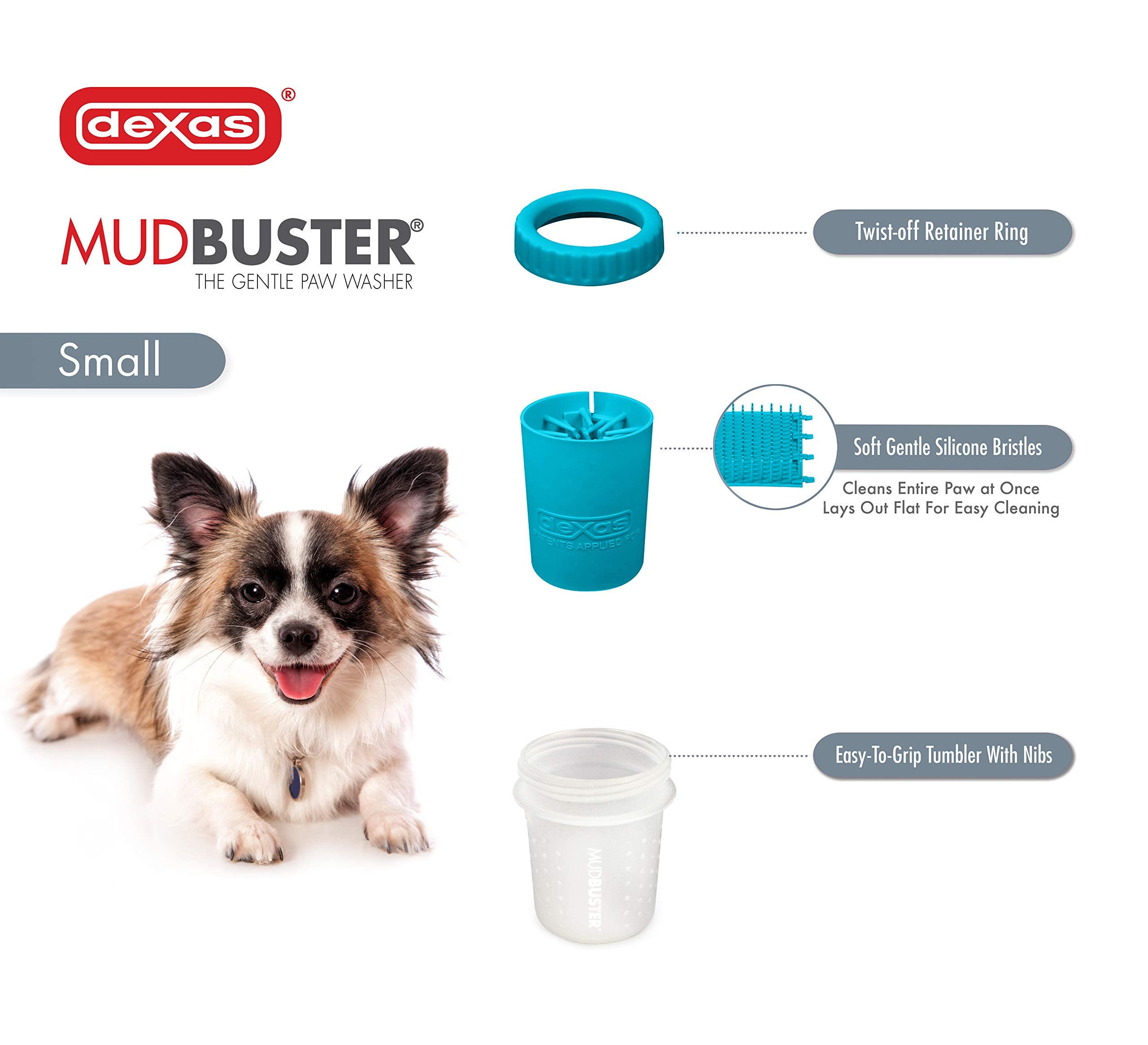 Dexas Mudbuster Portable Dog Paw Cleaner, Small, Blue,Pw700312