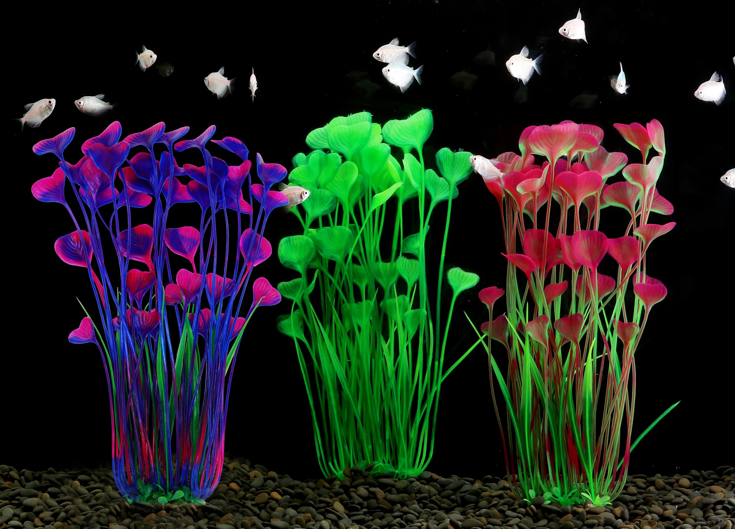 MyLifeUNIT Aquarium Plants, 2 Pack Tall Plastic Plants for Fish Tank Decorations, 15.75 Inches (Pink)