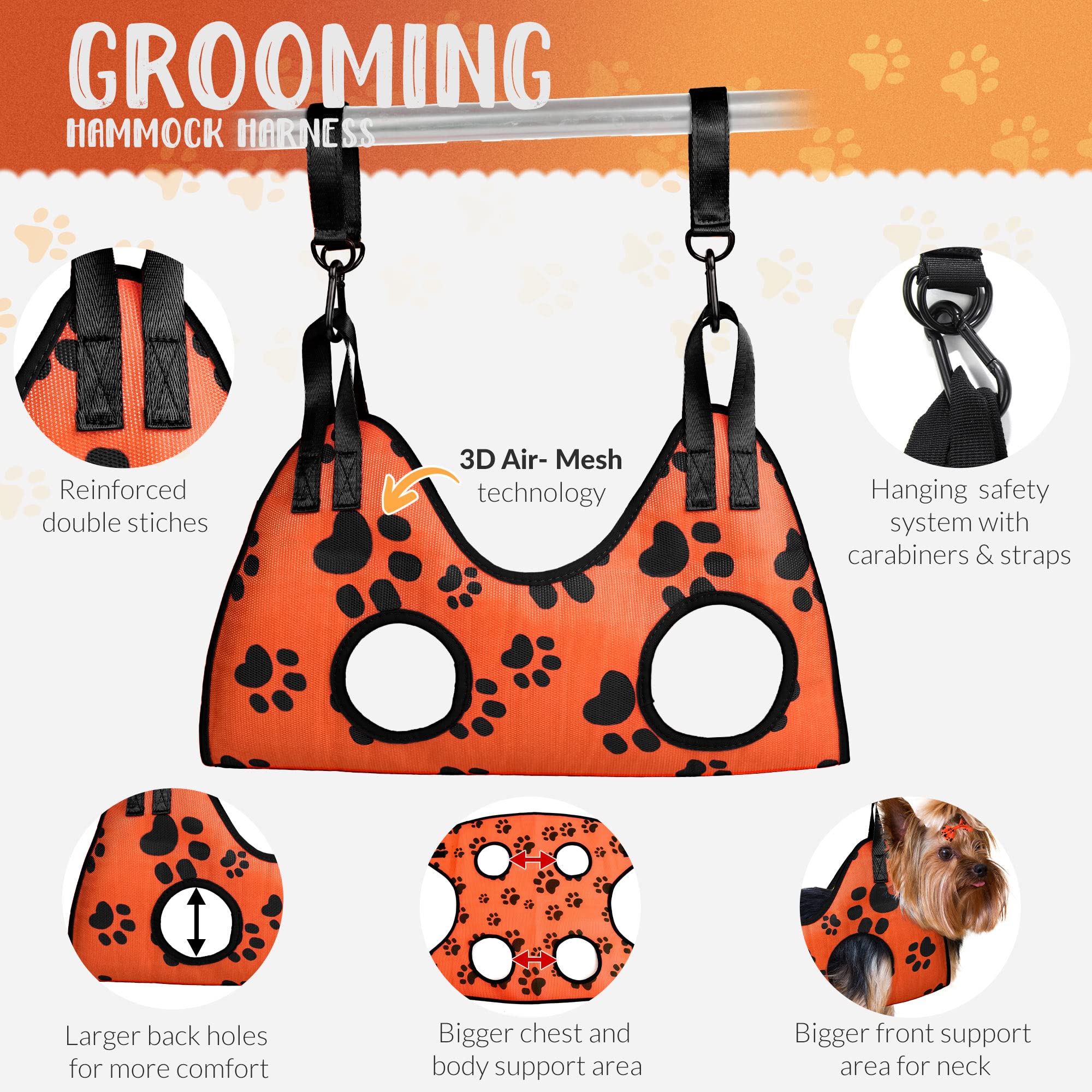 Macosiness 2025 16-In-1 - Dog Grooming Hammock - Dog Hanging Harness For Nail Trimming - Pet Grooming Hammock - Dog Sling For Na