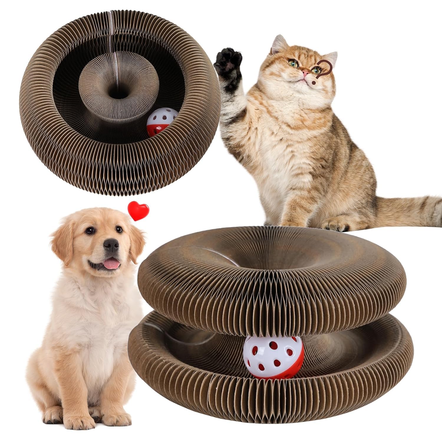 Nivkez Magic Organ Cat Scratcher Toy Interactive Scratch Pad With Ball, Bell & Cat Mint, Recyclable & Durable Claw Grinding Boar