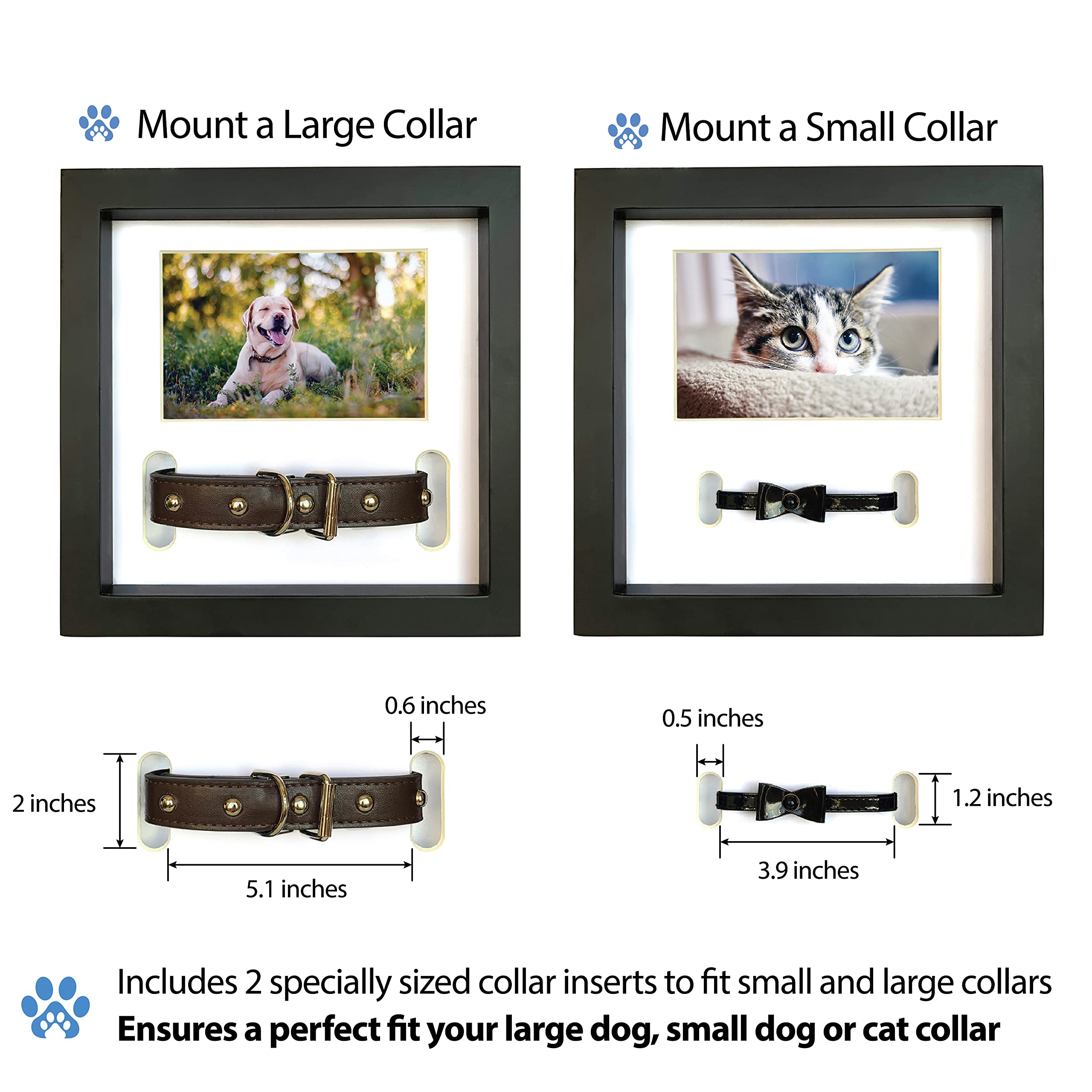 Pawceptive Dog Memorial Picture Frame With 5 Display Options- Dog Collar Memorial Frame Gift - Cat Or Dog Pet Loss Gift For A Grieving Friend - Pet Remembrance Gift And Sympathy Photo Keepsake