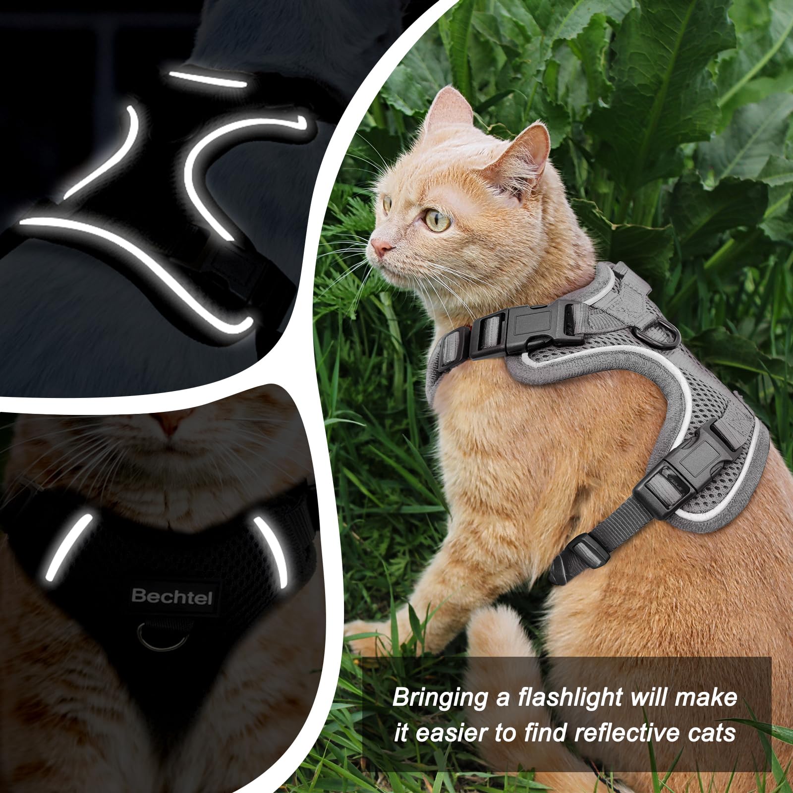 Cat Harness And Leash Set For Walking Escape Proof, Adjustable Soft Kittens Vest With Reflective Strip For Cats, Comfortable Out