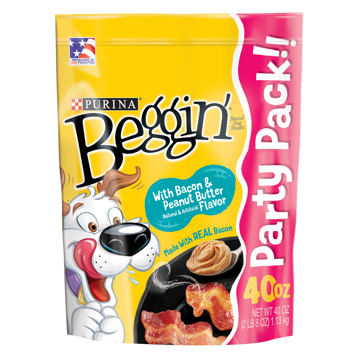 Purina Beggin' Strips With Real Meat Dog Treats, With Bacon And Peanut Butter Flavor - 40 Oz. Pouch