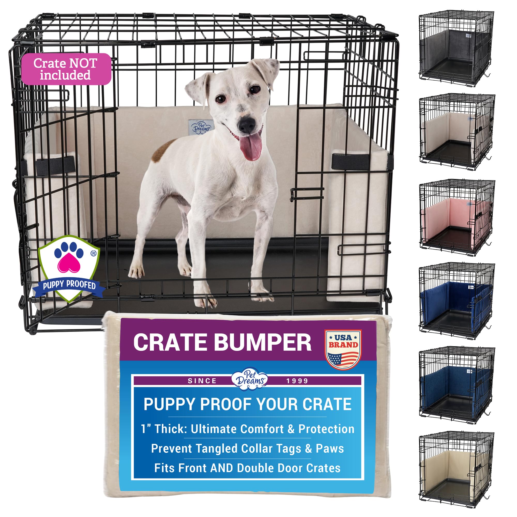 Pet Dreams Dog Crate Bumper - Comfy Liner & Dog Tail Protector for Inside Crate, Fits iCrate Cages 18, 24, 30, 36, 42, 48 Inches