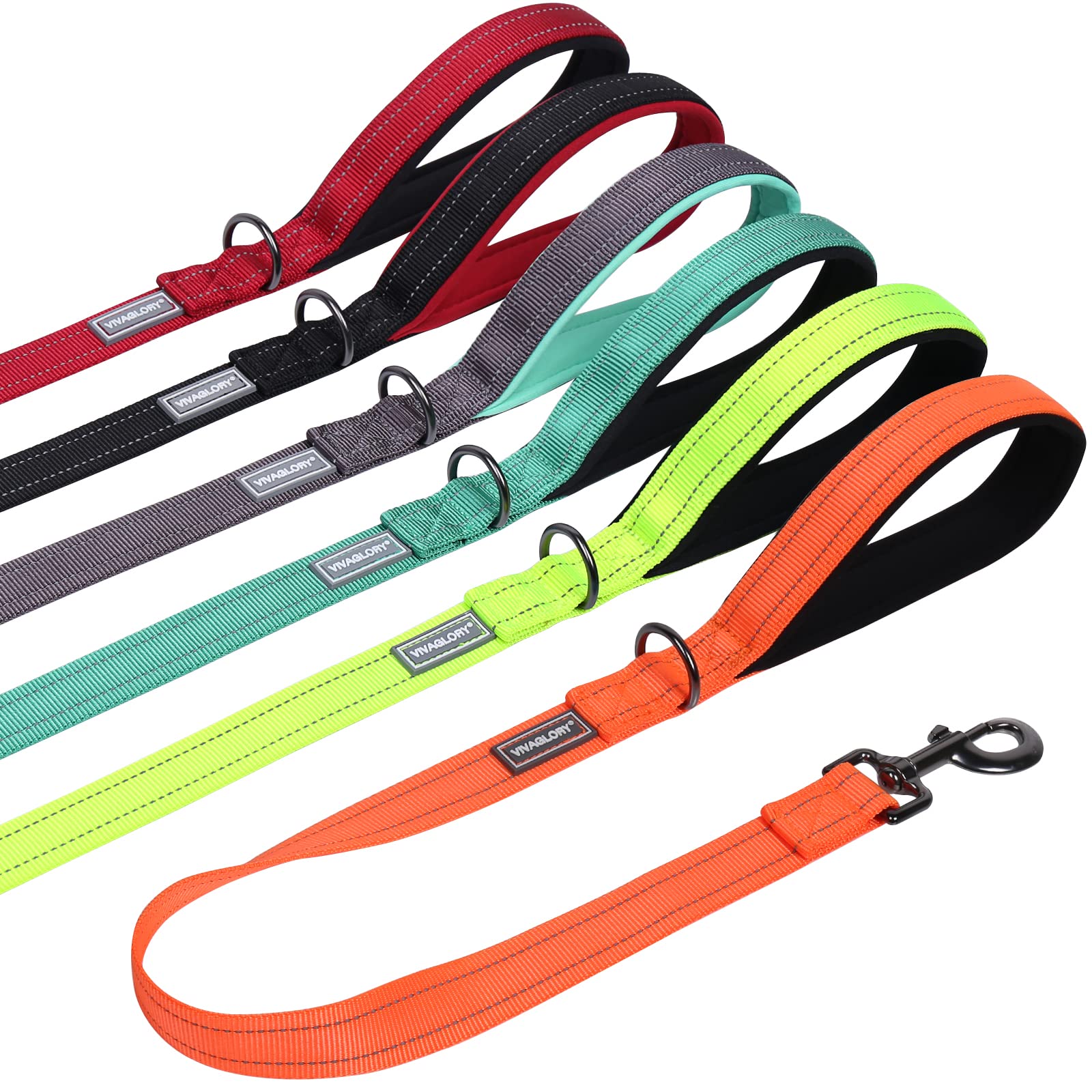 Vivaglory Short Dog Leash For Medium & Large Dogs, 24Inch, Orange