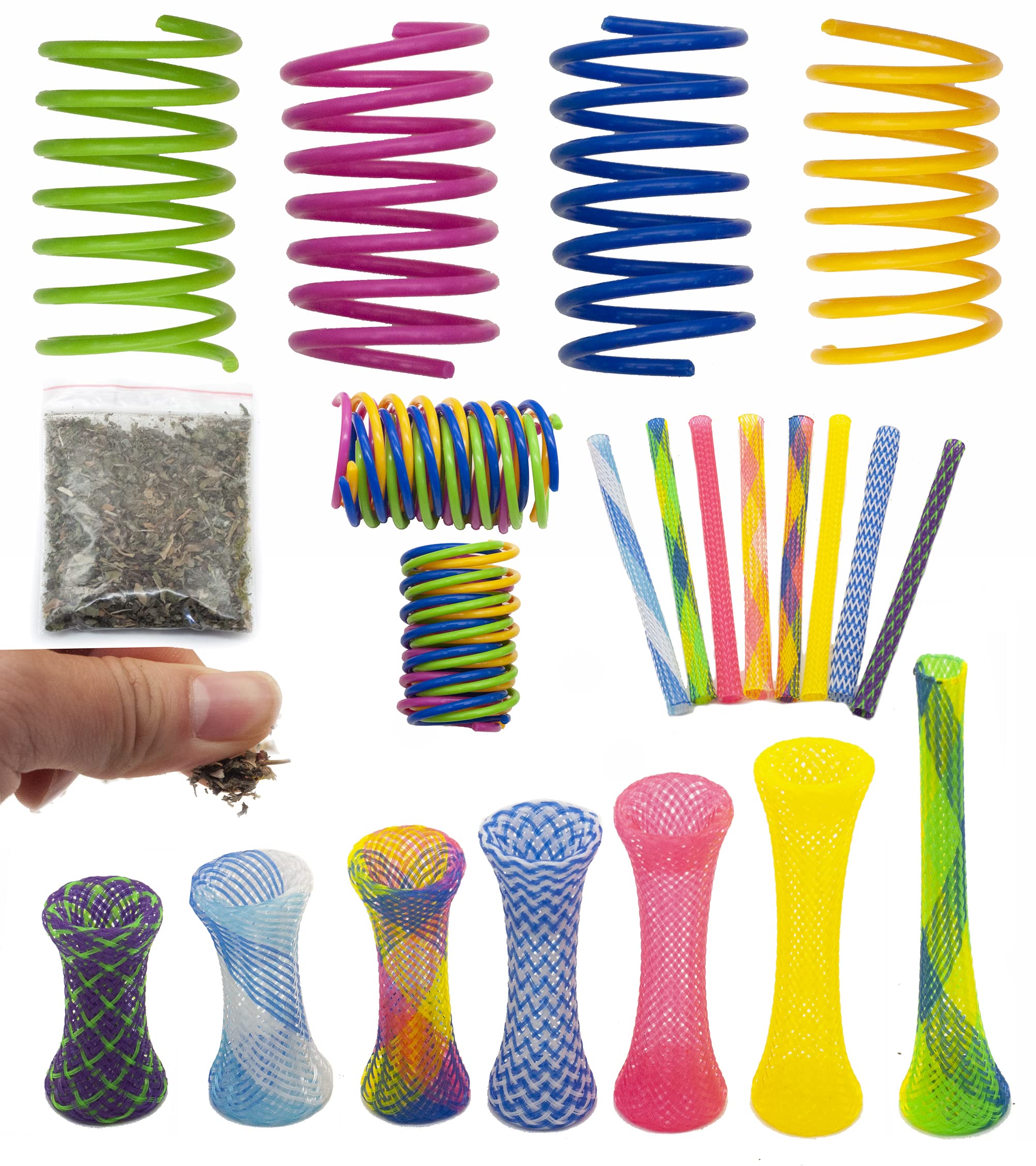Fashion'S Talk 49Pcs Cat Spring Toy For Kitten Catnip Bag Mesh Tubes Spring Cat Toy Bulk For Indoor Cats Kitty
