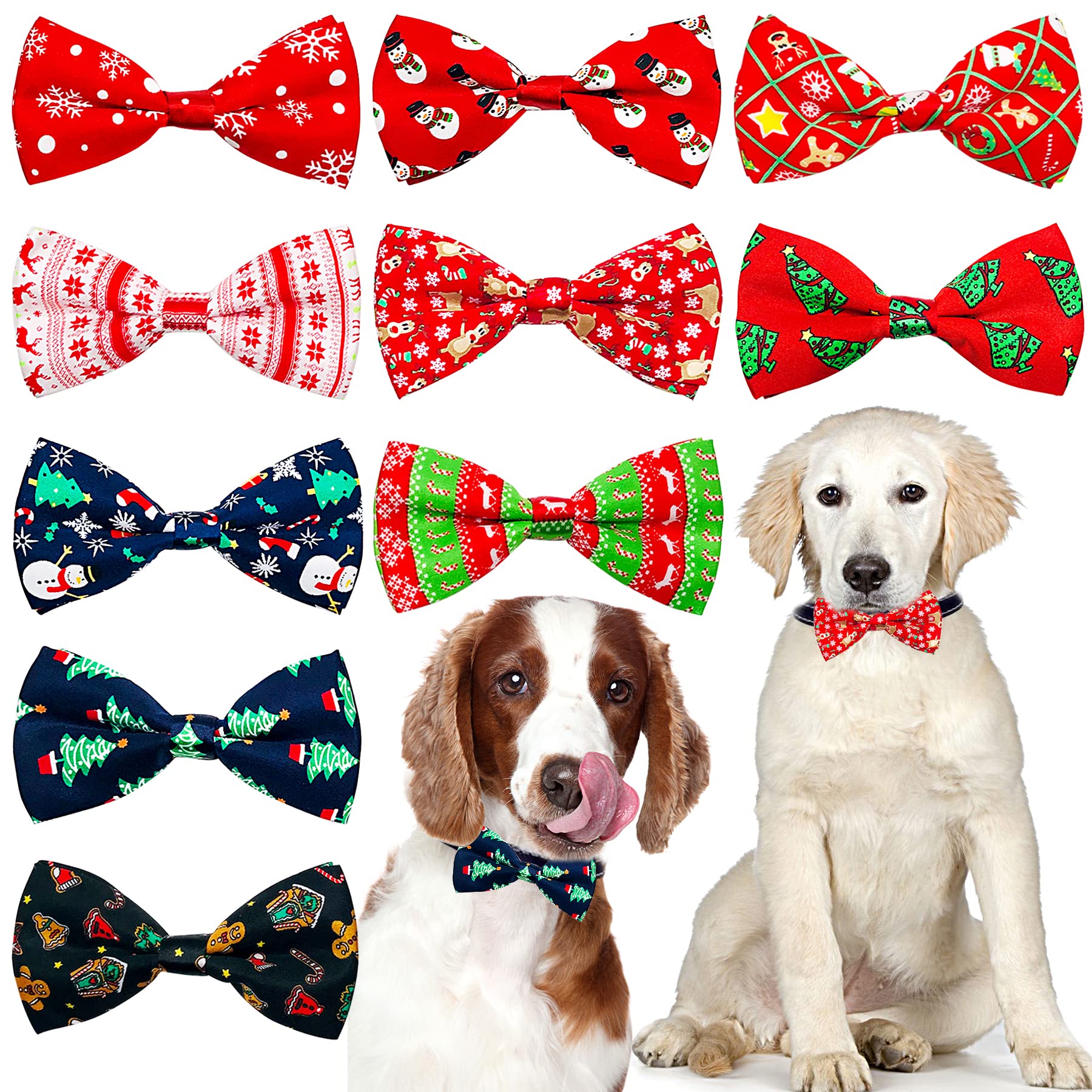 PET SHOW 10pcs/Pack 4.5 * 2.5 Christmas Large Dogs Collar Attachment Bow Ties Xmas Parties Medium Dog Cats Collar Charms Accesso