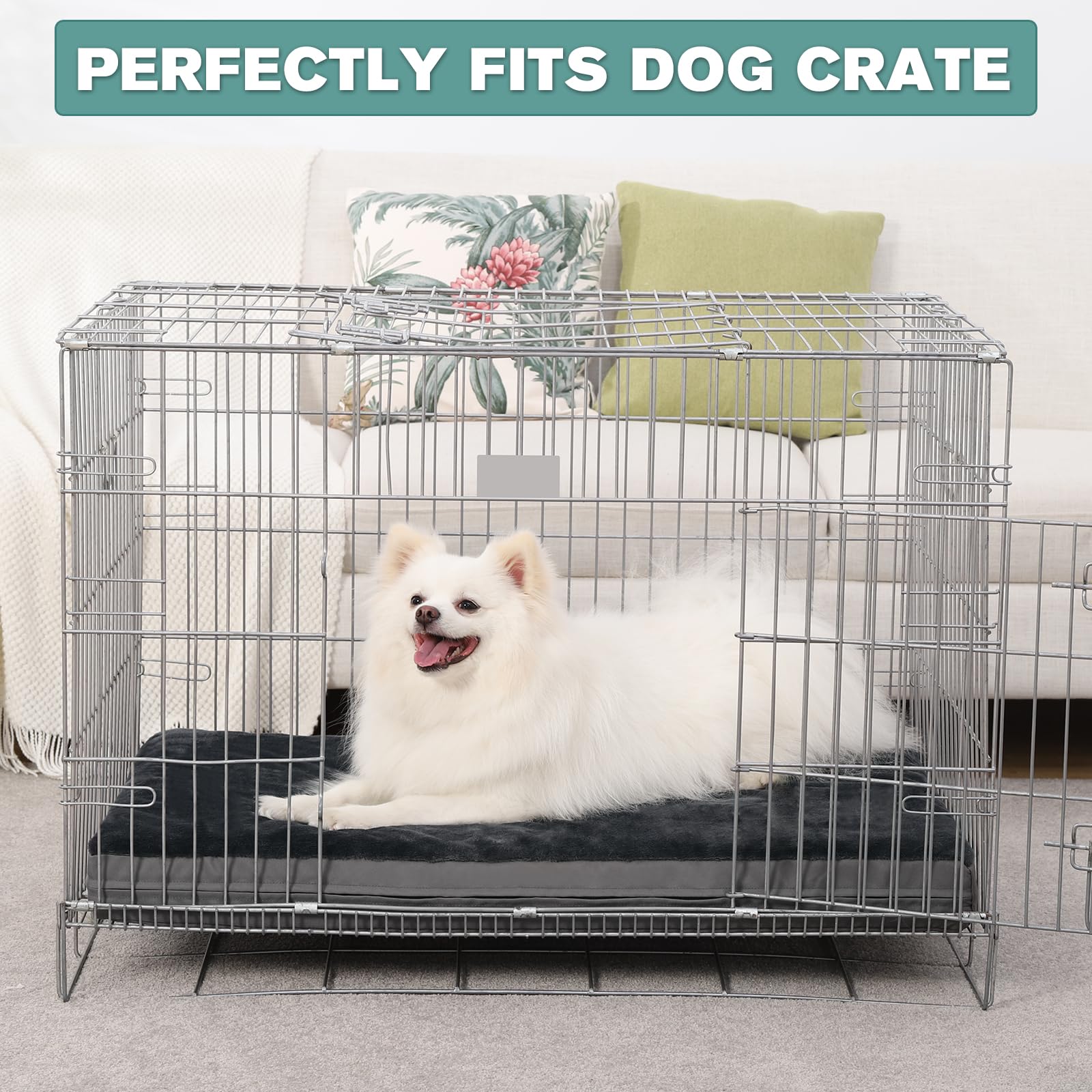 Waterproof Dog Bed Medium Small Size Dog, Orthopedic Washable Crate Pad 29 Inch, Foam Pet Bed With Removable Cover Reversible, A