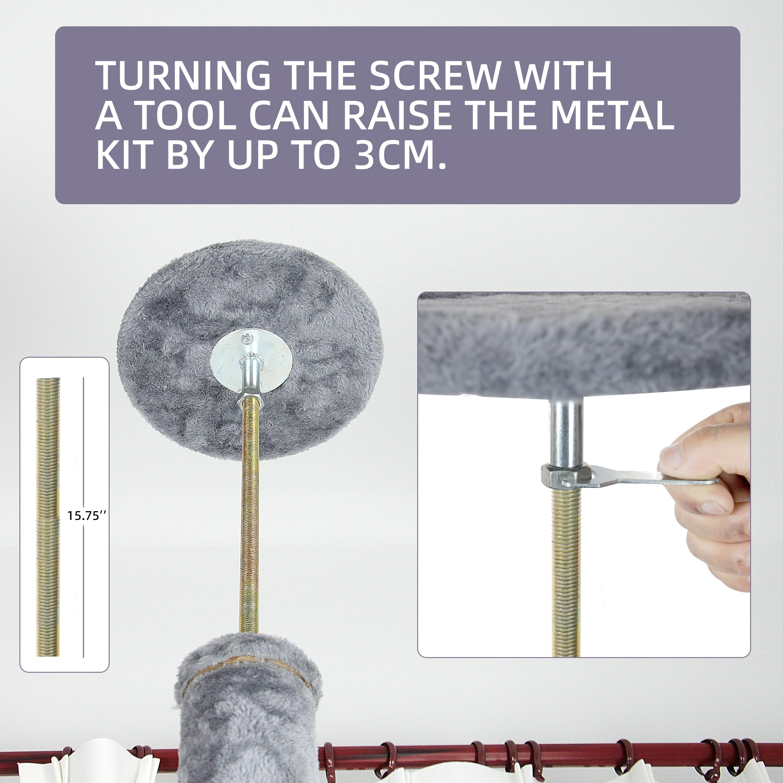 Roypet 93-116 Tall Cat Climbing Tree, 5-Tier Activity Center, Grey, with Hammock & Scratching Posts - Cat Furniture