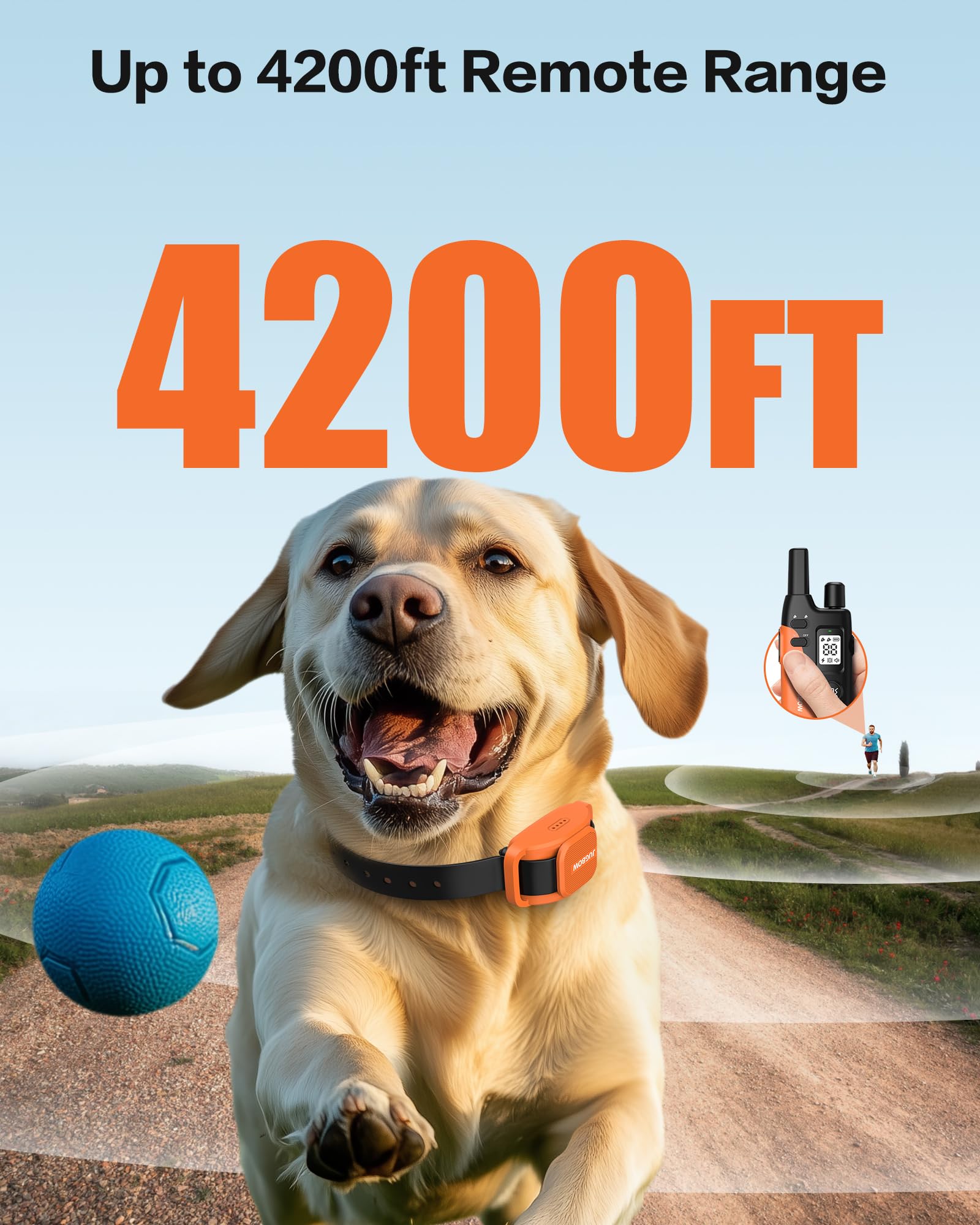 Jugbow Dog Training Collar - 4200Ft Remote Dog Collar For Small Medium Large Dogs, Led Light Electric Collar With Beep/Safe Stat