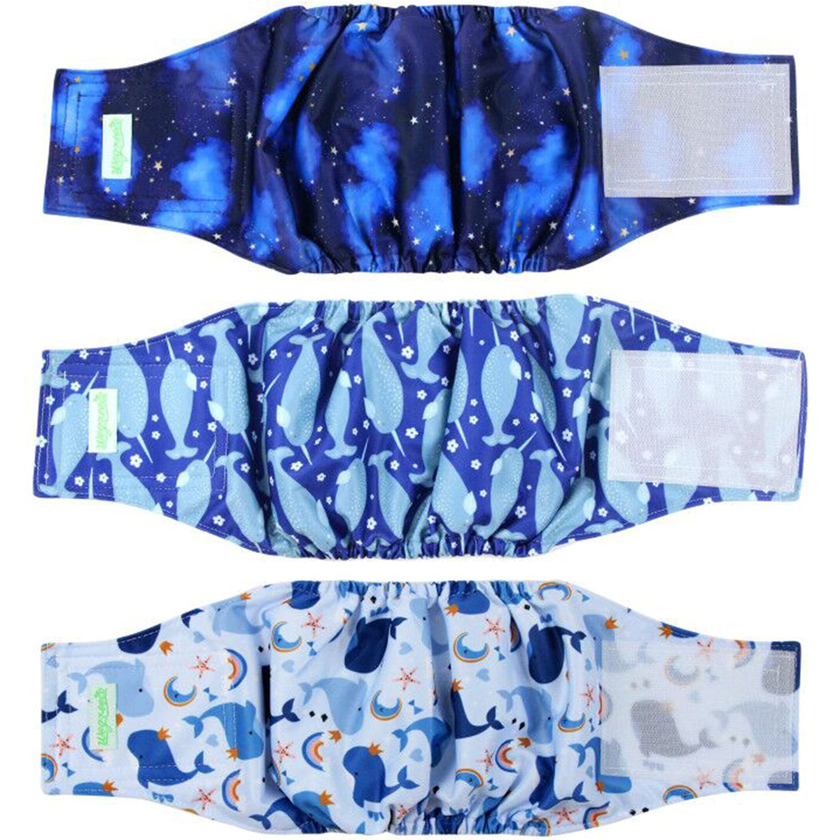 Wegreeco Washable Male Dog Belly Band (Stylish Pattern)- Pack Of 3 - Washable Male Dog Belly Wrap, Dog Diapers Male (Whale, M)
