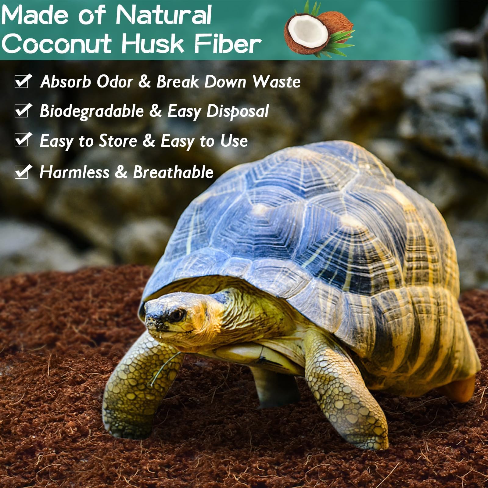 Halatool 4Pack Coconut Fiber Substrate Natural Premium Coco Coir Terrarium Aquarium Substrate for Reptile Tank Tortoise Habitat