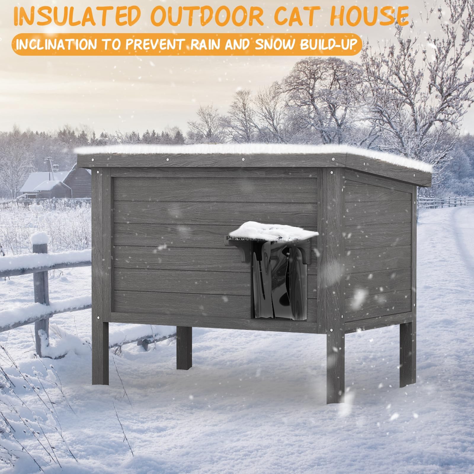 Vitesse Outdoor Cat House Feral Cat Enclosure Cat Houses For Outdoor Cats Insulated All-Round Foam Weatherproof Winter Shelter-C