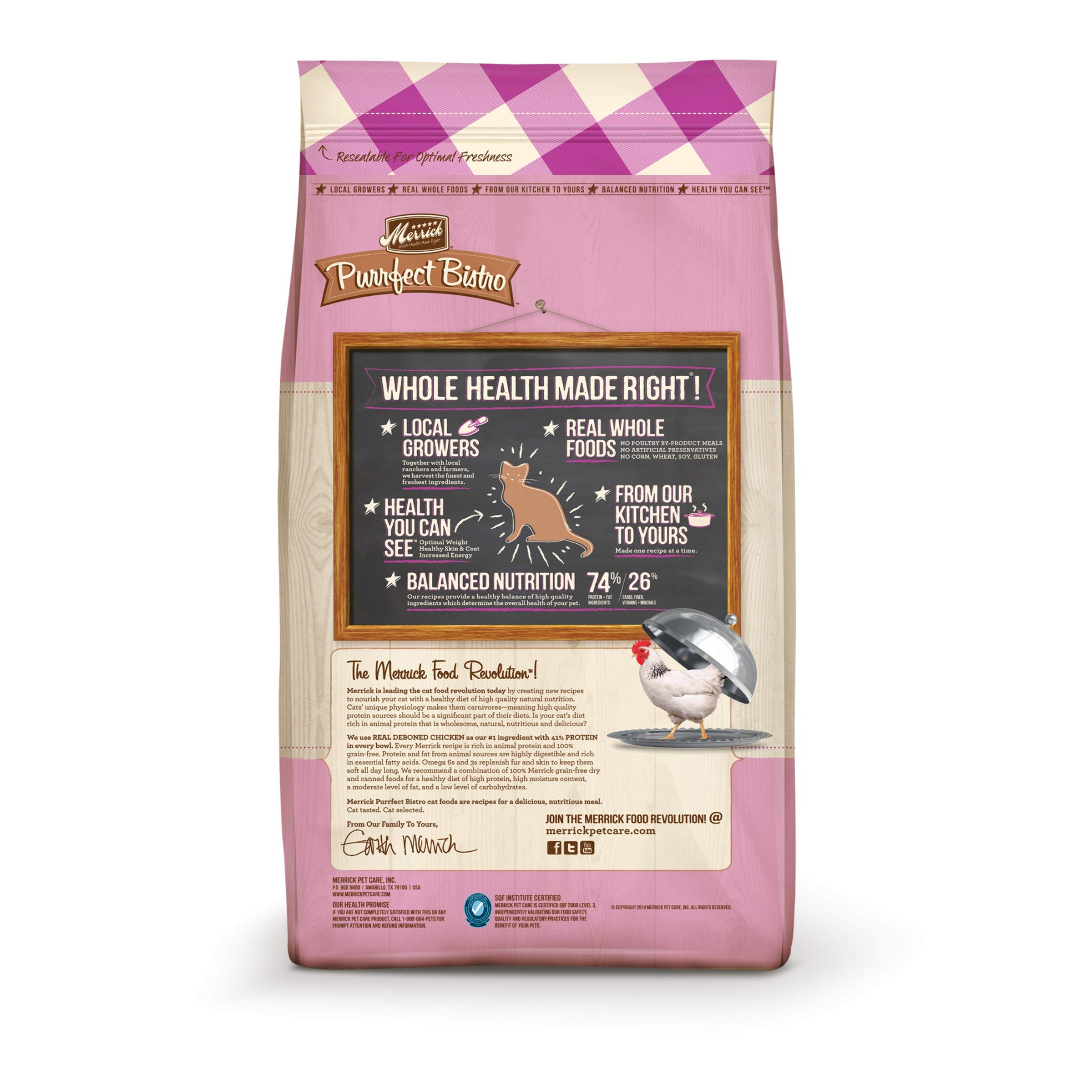 Merrick Purrfect Bistro Premium Grain Free Natural Dry Cat Food For Young Cats, Healthy Kitten Food Recipe - 4 lb. Bag