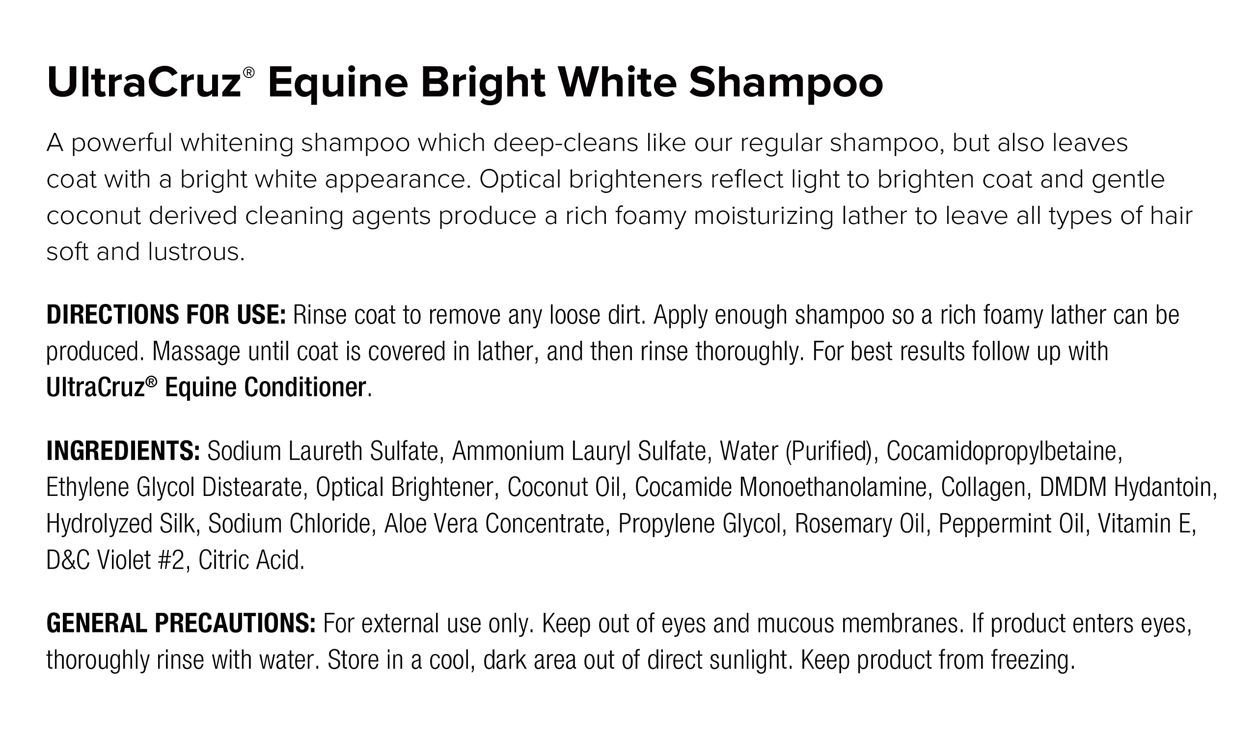 Ultracruz - Sc-516943 Equine Bright White Horse Shampoo And Conditioner Bundle, 32 Oz Each