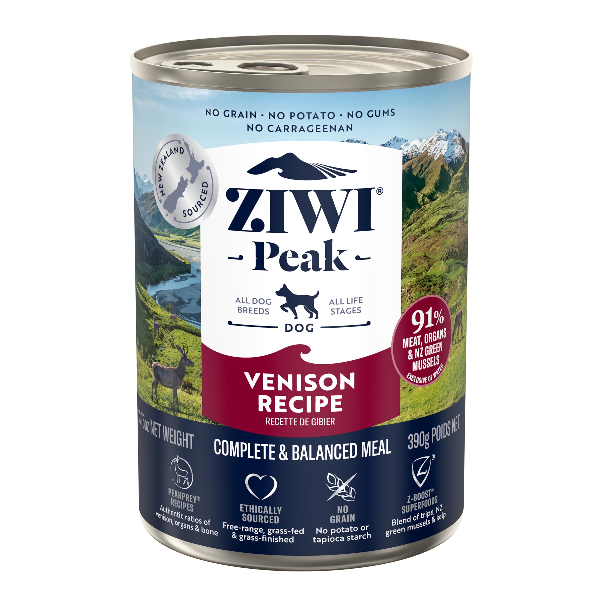 ZIWI Peak Canned Wet Dog Food - All Natural, High Protein, Grain Free, Limited Ingredient, with Superfoods 13.75 Ounce (Pack of