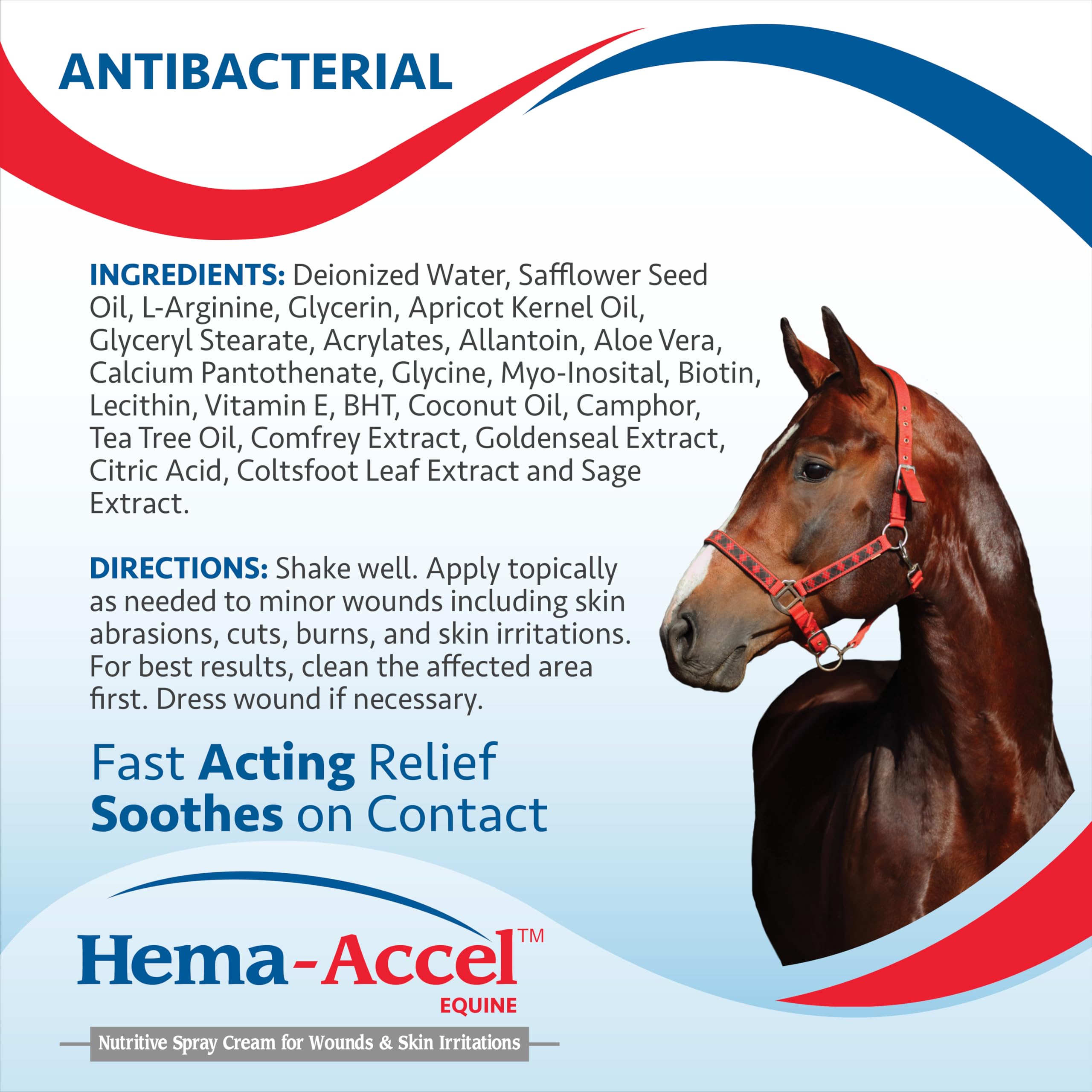 Hema-Accel Equine Wound Care Spray for Horses - Natural Skin Spray with Aloe, Coconut Oil & Vitamin E - Topical Animal Treatment
