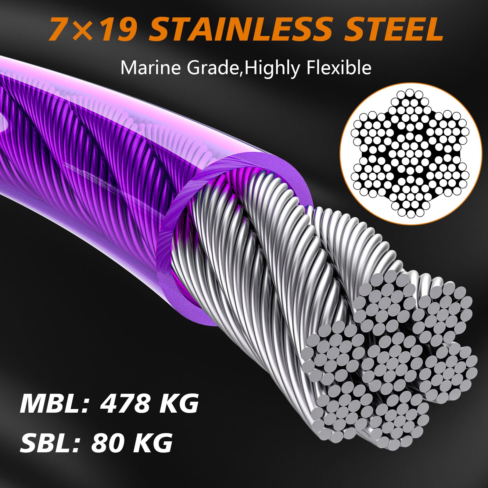 Xiaz Dog Tie Out Cable 20 Feet, Dog Runner For Yard Steel Wire Tether Line, Dogs Chains Heavy Duty For Outside Hold Large Dogs U