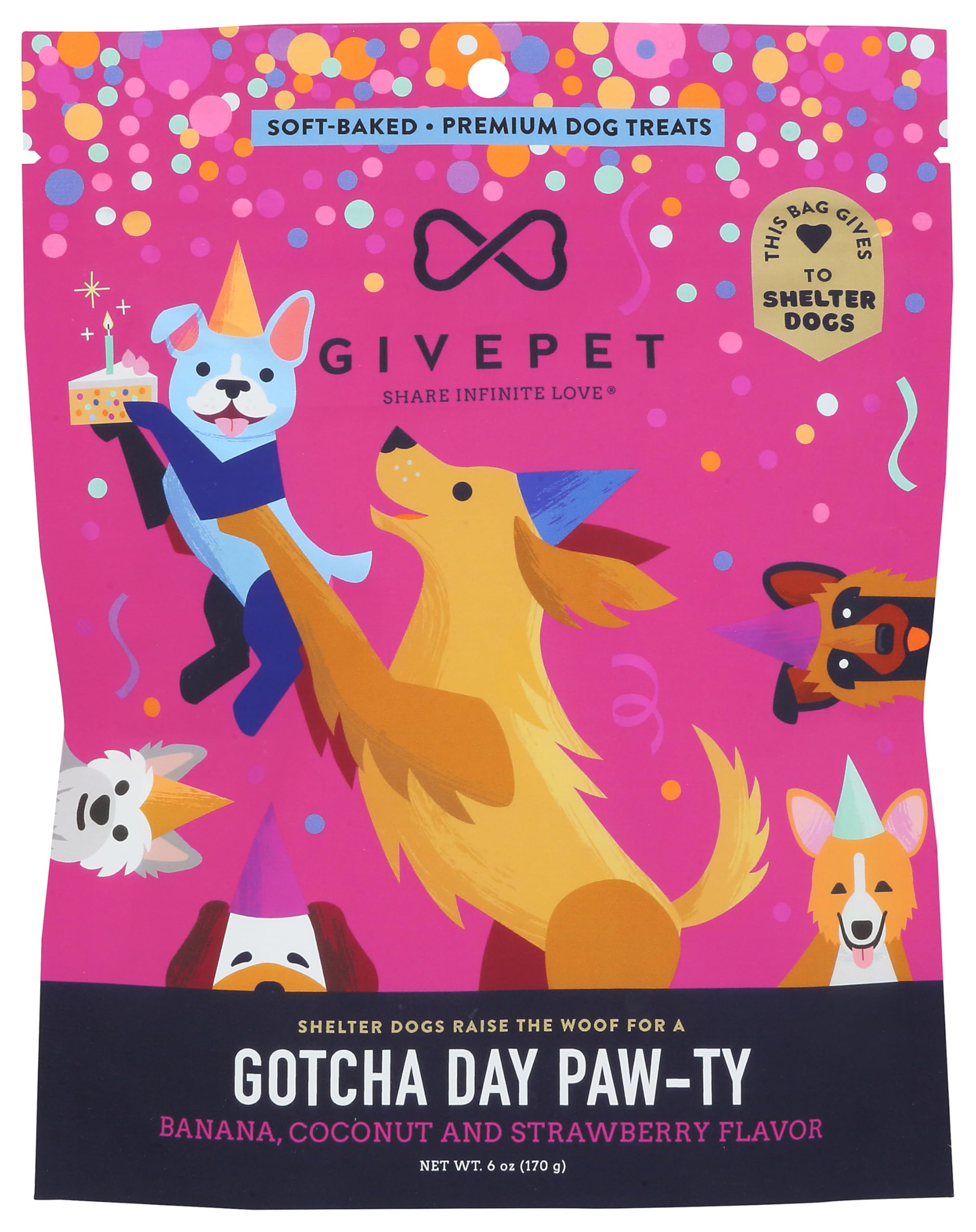 GivePet Gotcha Day Paw-ty Dog Treats, 11 oz Premium Dog Training Treats, Grain-Free with No Artificial Flavors - Banana, Coconut