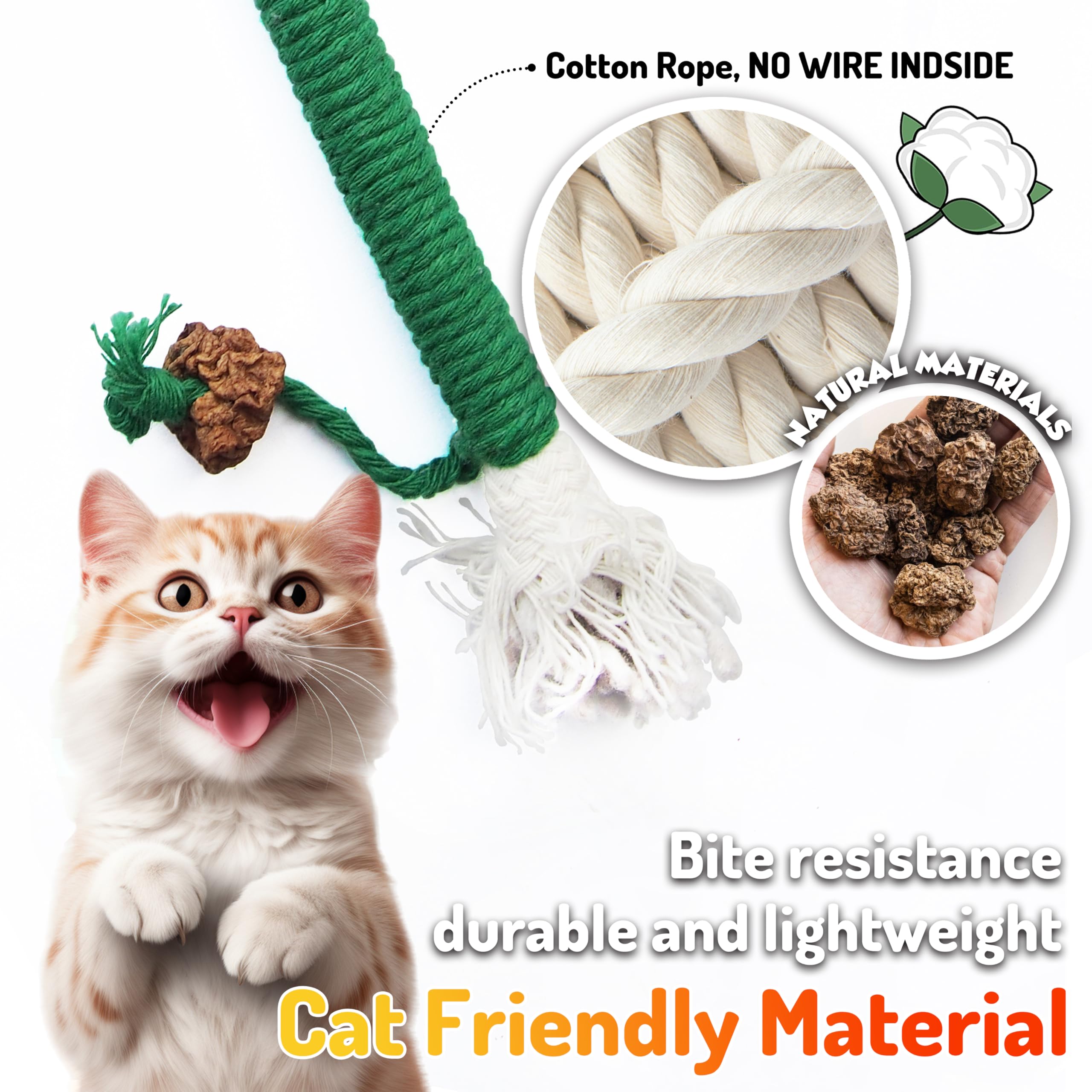 Lekewpet Cat Chew Toys 3Pcs Sisal Ropes, Kitten Toys For Indoor Cats Teeth Cleaning Toys For Kitten, Bite Resistant Catnip Toys