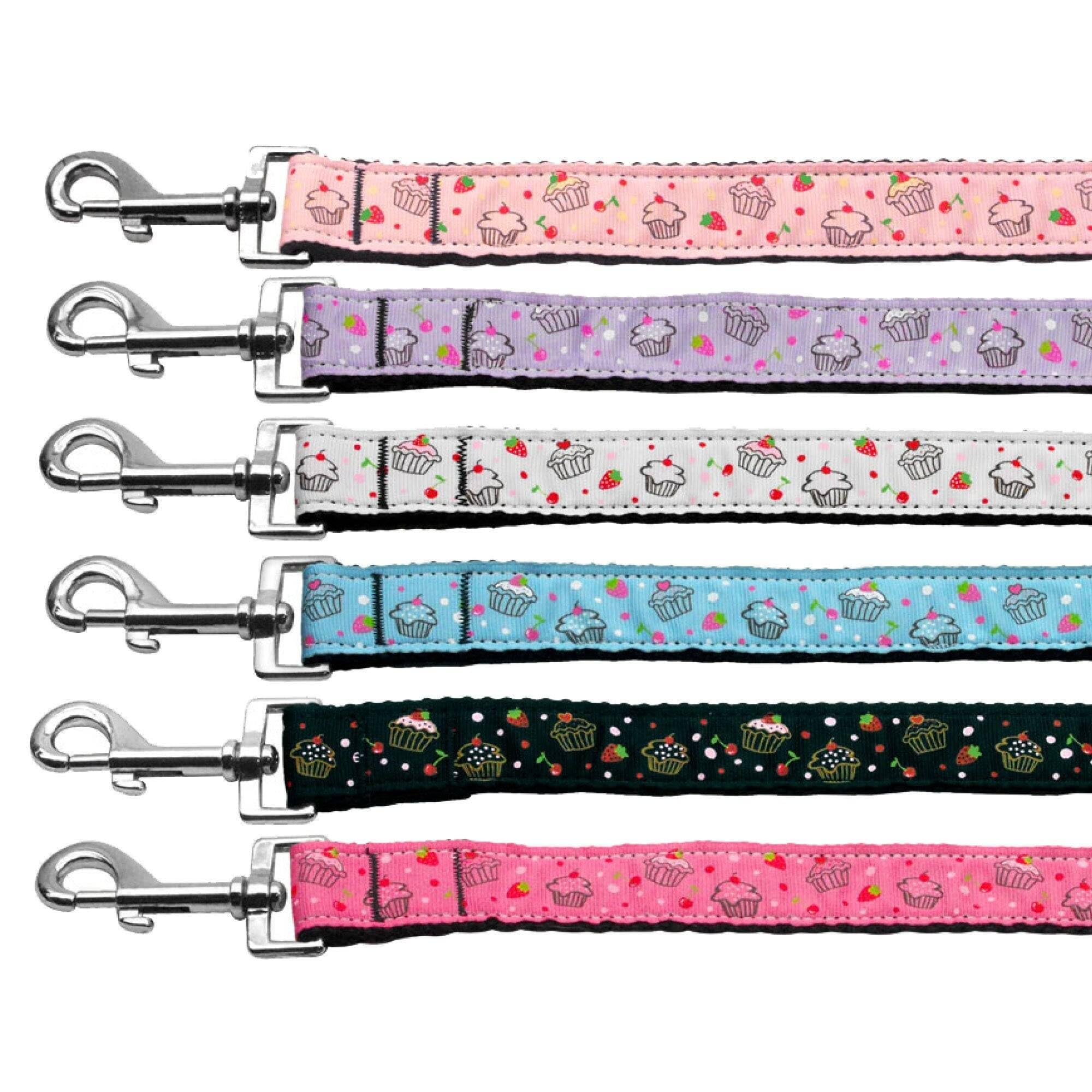Mirage Pet Products Cupcakes Nylon Ribbon Leash for Pets, 3/8-Inch by 6-Feet, Bright Pink