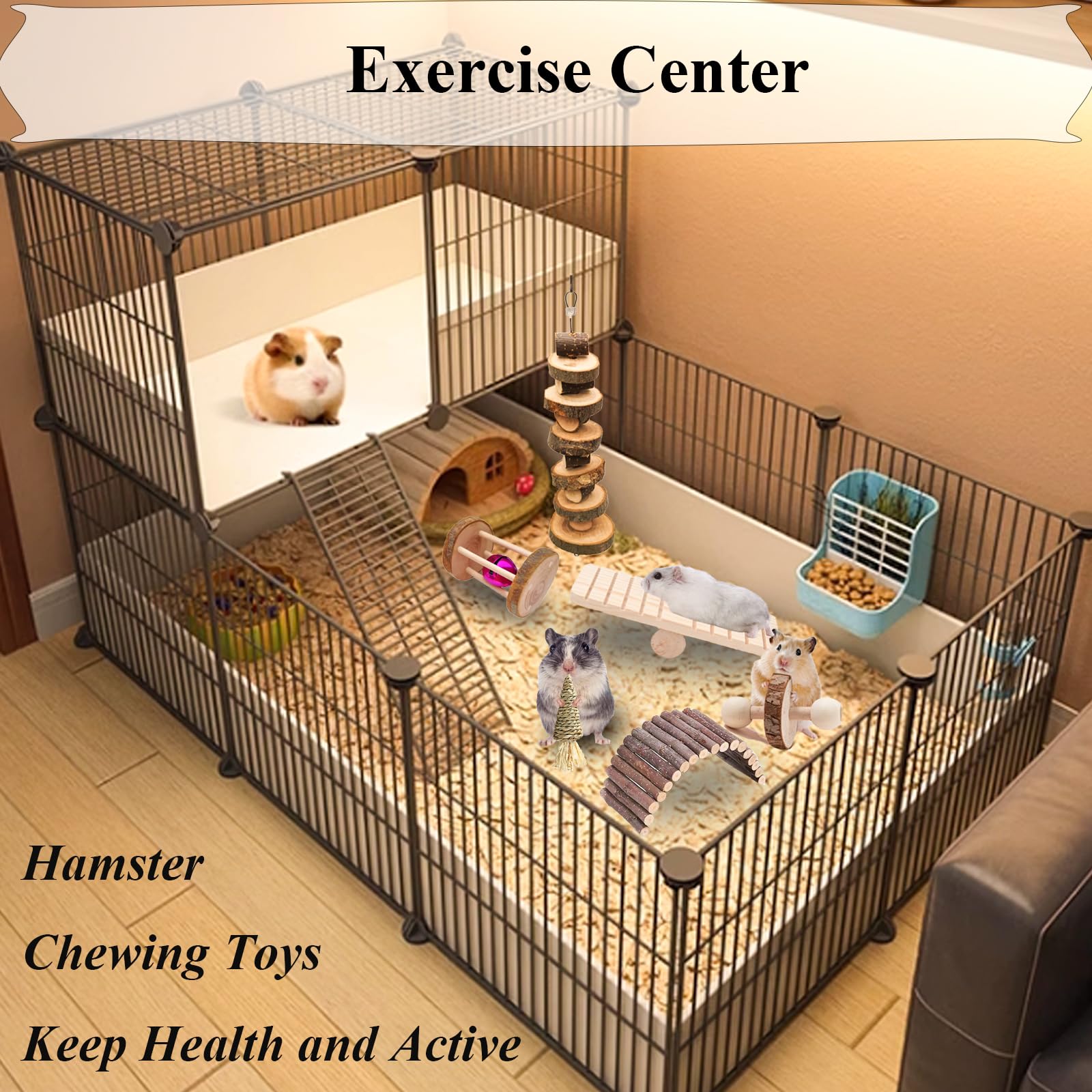 Grddaef Hamster Toys, Guinea Pig Chew Toys Rabbit Enrichment Cage Accessories Toys For Chinchilla Gerbils Rats Bunny Squirrels