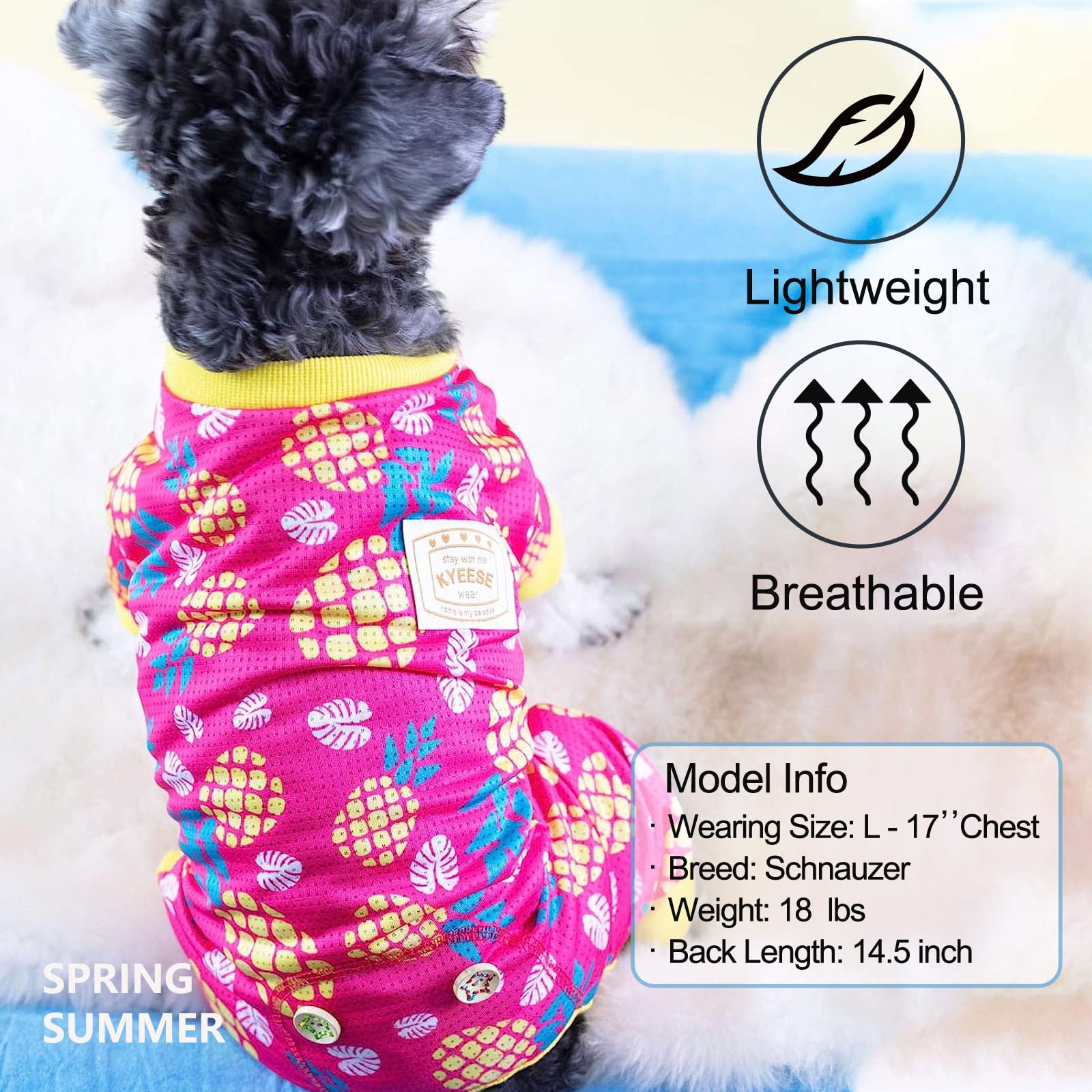 Kyeese Dog Pajamas For Large Dogs Lightweight Dog Pjs Dog Onesie Jumpsuit Dog Hair Shedding Cover Great For Summer