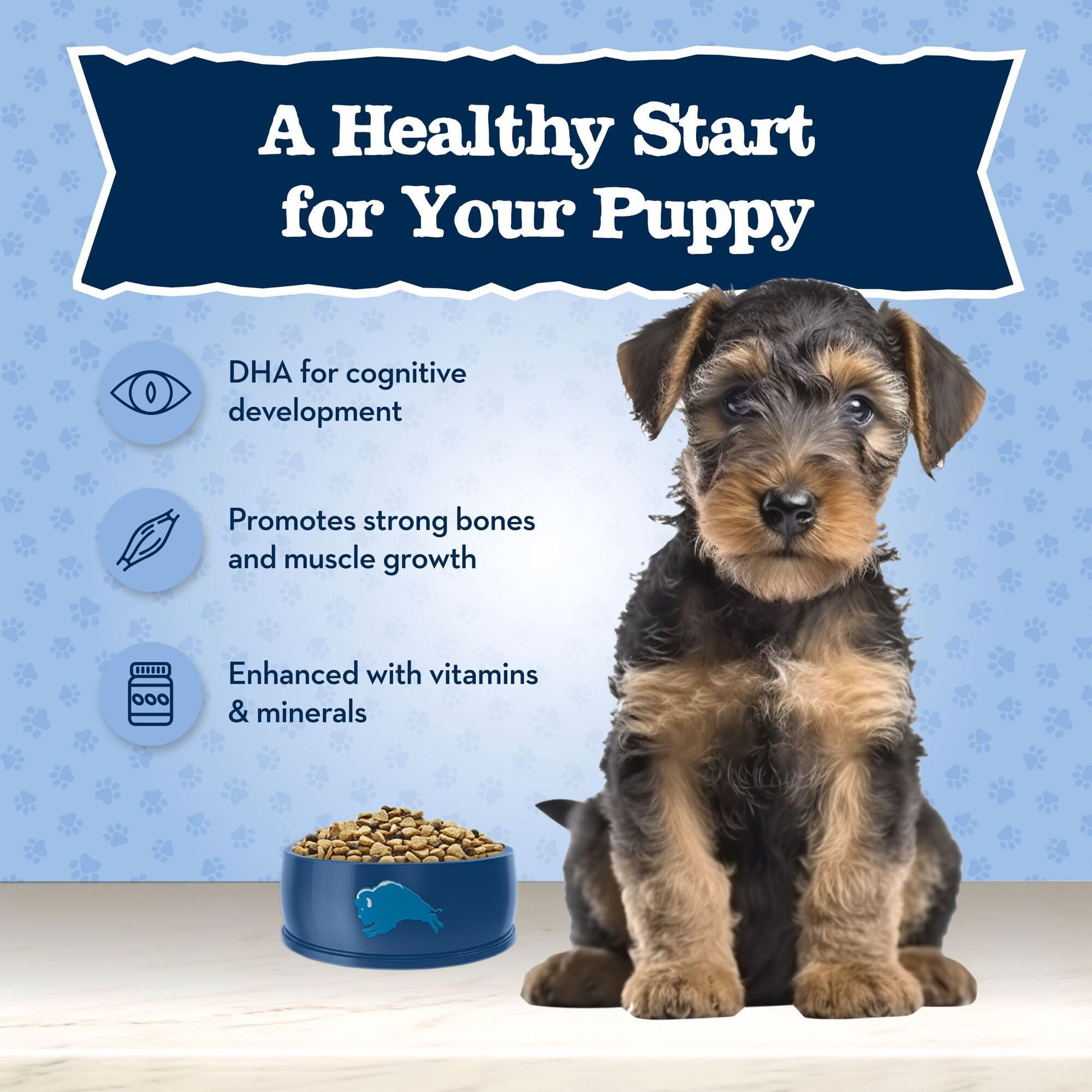 Blue Buffalo Baby Blue Natural Dry Food for Puppies, Healthy Growth Formula with DHA, Savory Chicken Recipe, 24-lb. Bag