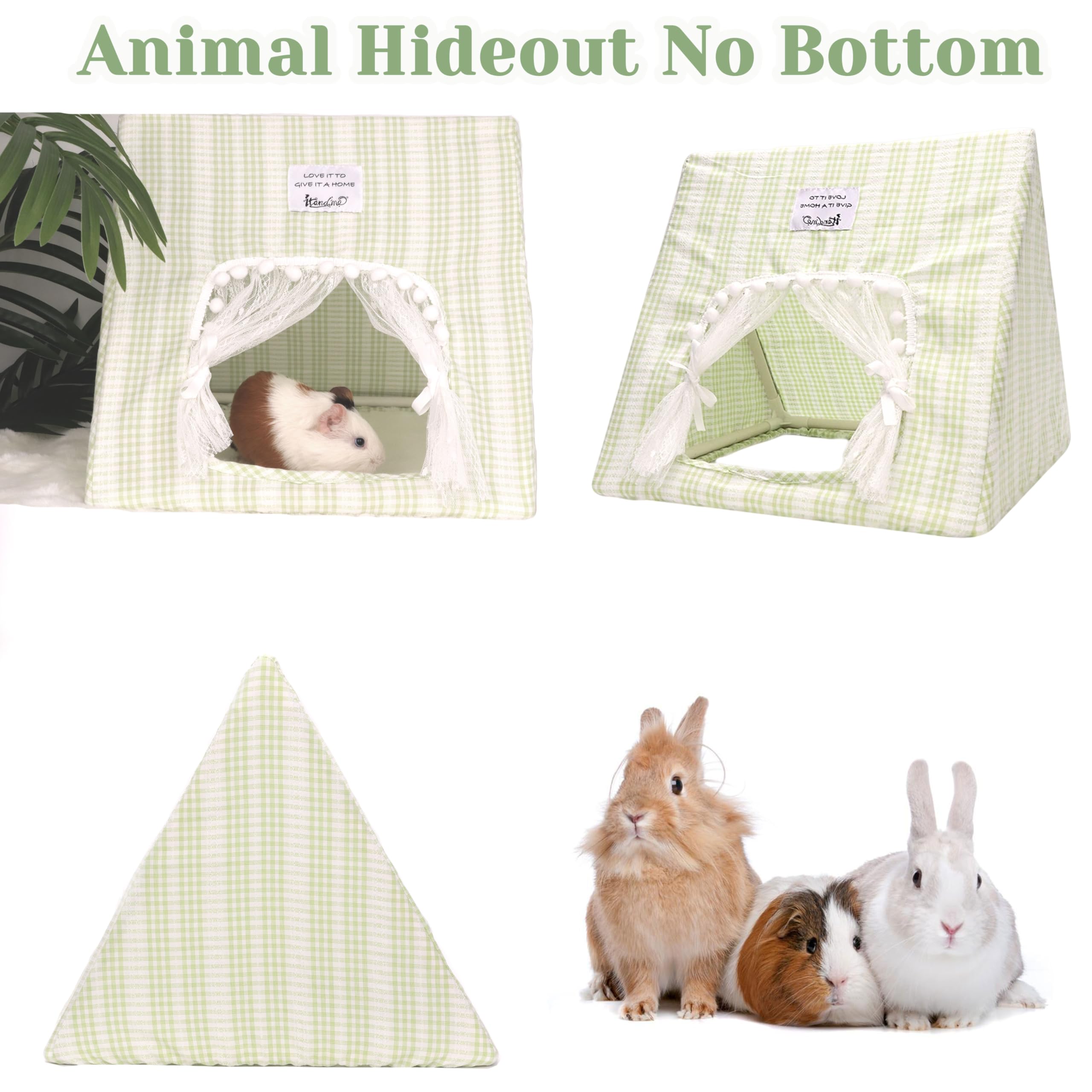 Guinea Pig Hideout Large With Curtain, Bunny Hideout, Machine Washable Guinea Pig Hide Tent Houses & Habitats, Small Animal Hide