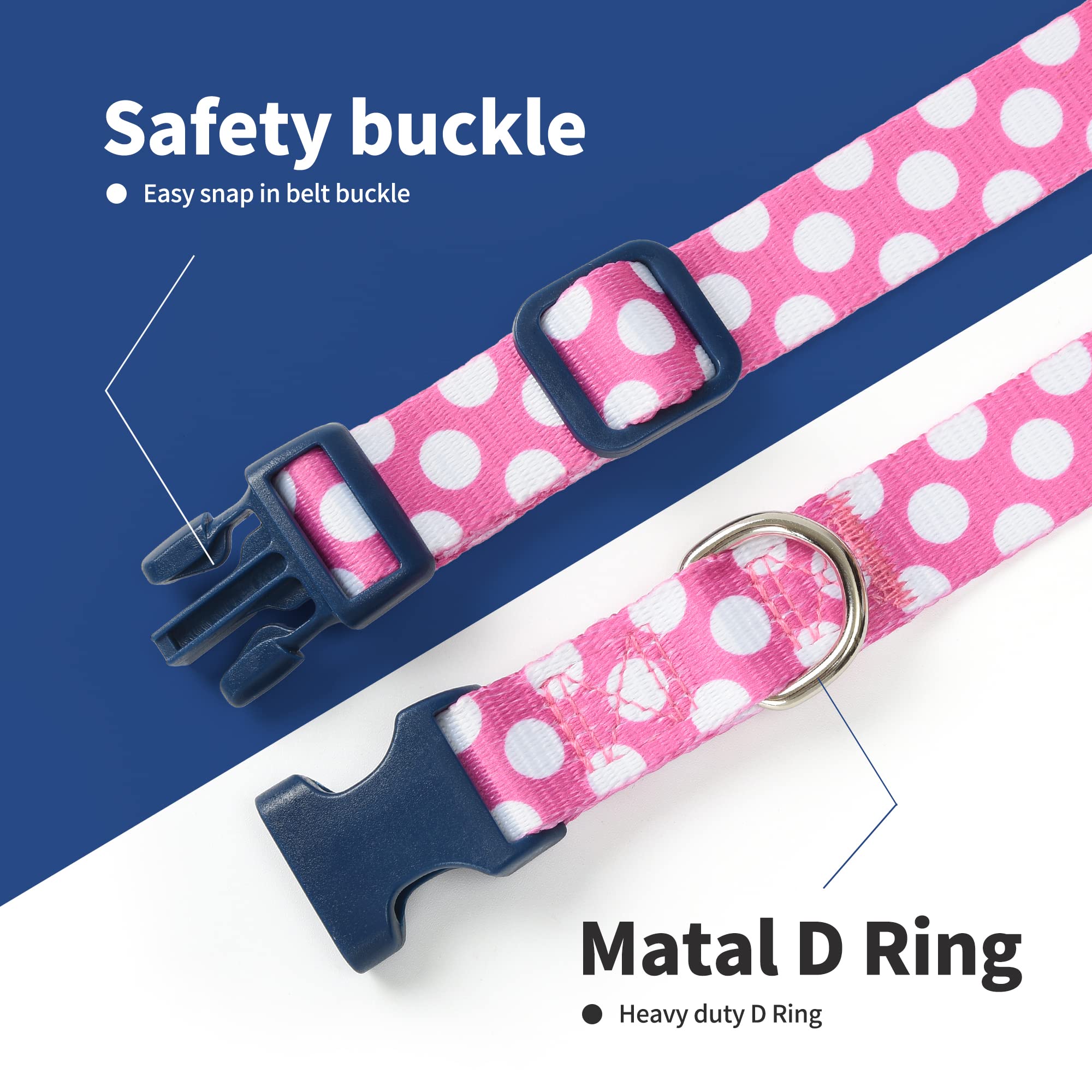 Mile High Life Dog Collar | Cute Puppy Collars | Lightweight Girl Dog Collar | Soft Boy Dog Collars | W Geometric Plaid Wave Line Pattern (White Dots, Small)