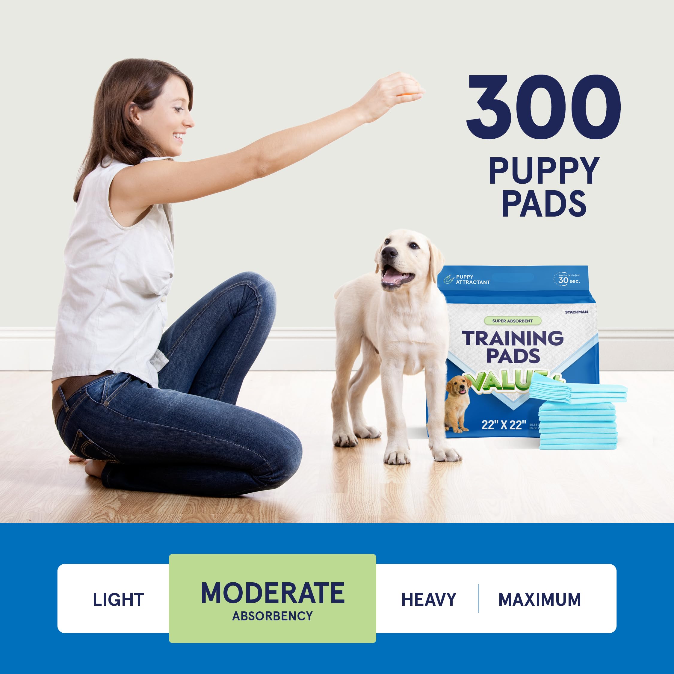 Puppy Pads Pet Pee Pads for Dogs & Puppy Training [300-COUNT] Potty Pads for Dogs 22 x 22 Leak-Proof Dog Pee Pads - Quick-Dry Su