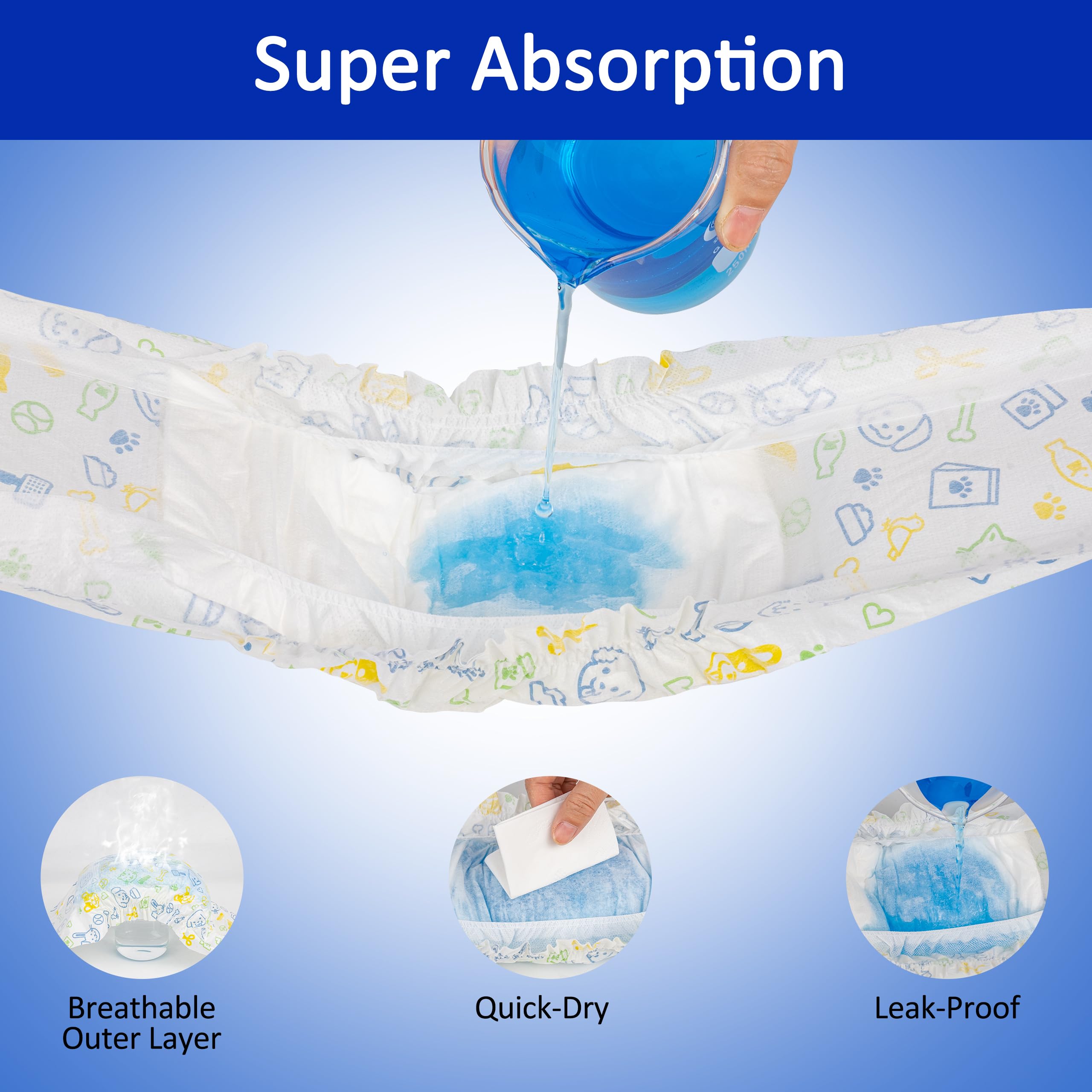 Dono Disposable Male Dog Diapers - 48 Pack: Super Absorbent Male Dog Wraps For Small To Large Dogs, 360?Leak-Proof With Wetness Indicator