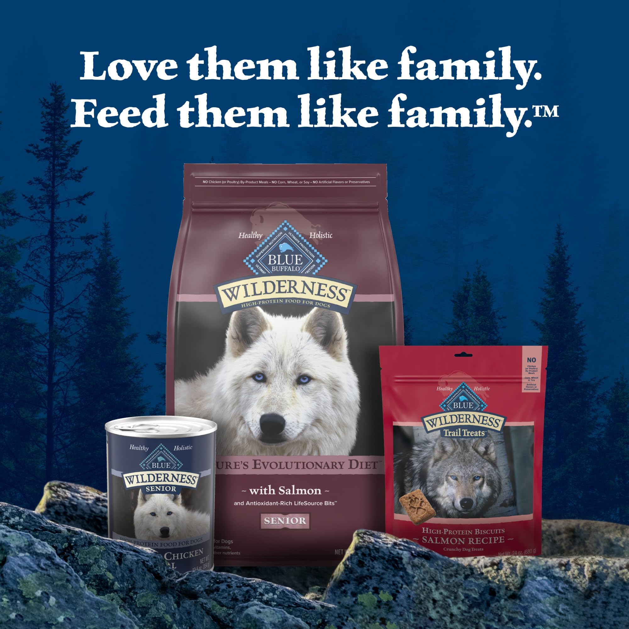 Blue Buffalo Wilderness High-Protein Natural Dry Food for Senior Dogs, Salmon Recipe, 13-lb. Bag