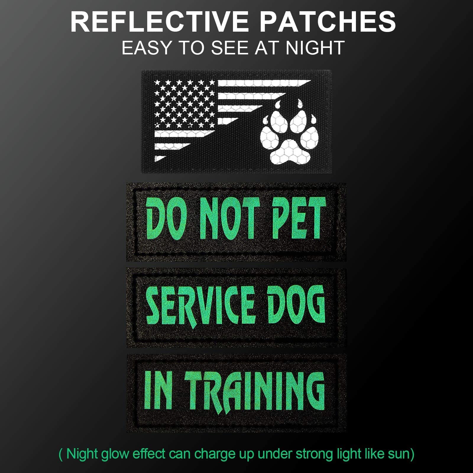 8 Pieces Service Dog Vest Patches Reflective Dog Patches In Training Dog Patches Do Not Pet And Dog Paw Patches Flag Removable T