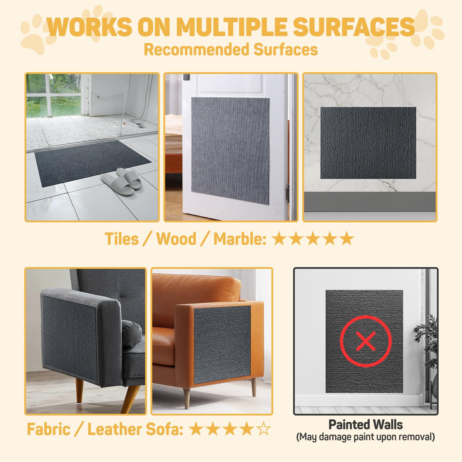 78.7''X15.8'' Cat Scratch Furniture Protector Pad - Durable Sticky Scratch Wall Mat,Couch Corner Protector With Self-Adhesive Ba