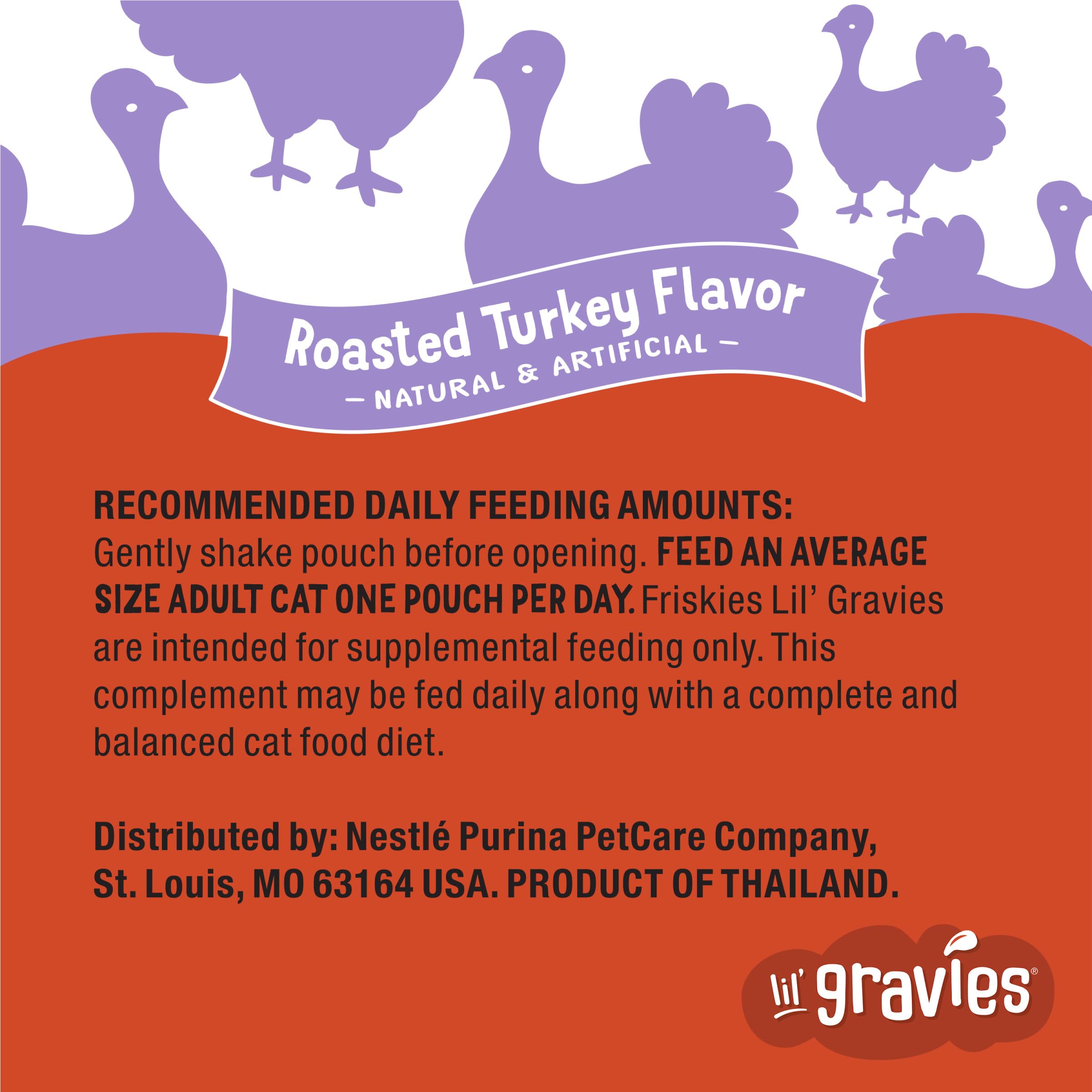 Friskies Lil' Gravies Roasted Turkey Flavor Cat Treats, 1.55 oz Pouches, Pack of 16