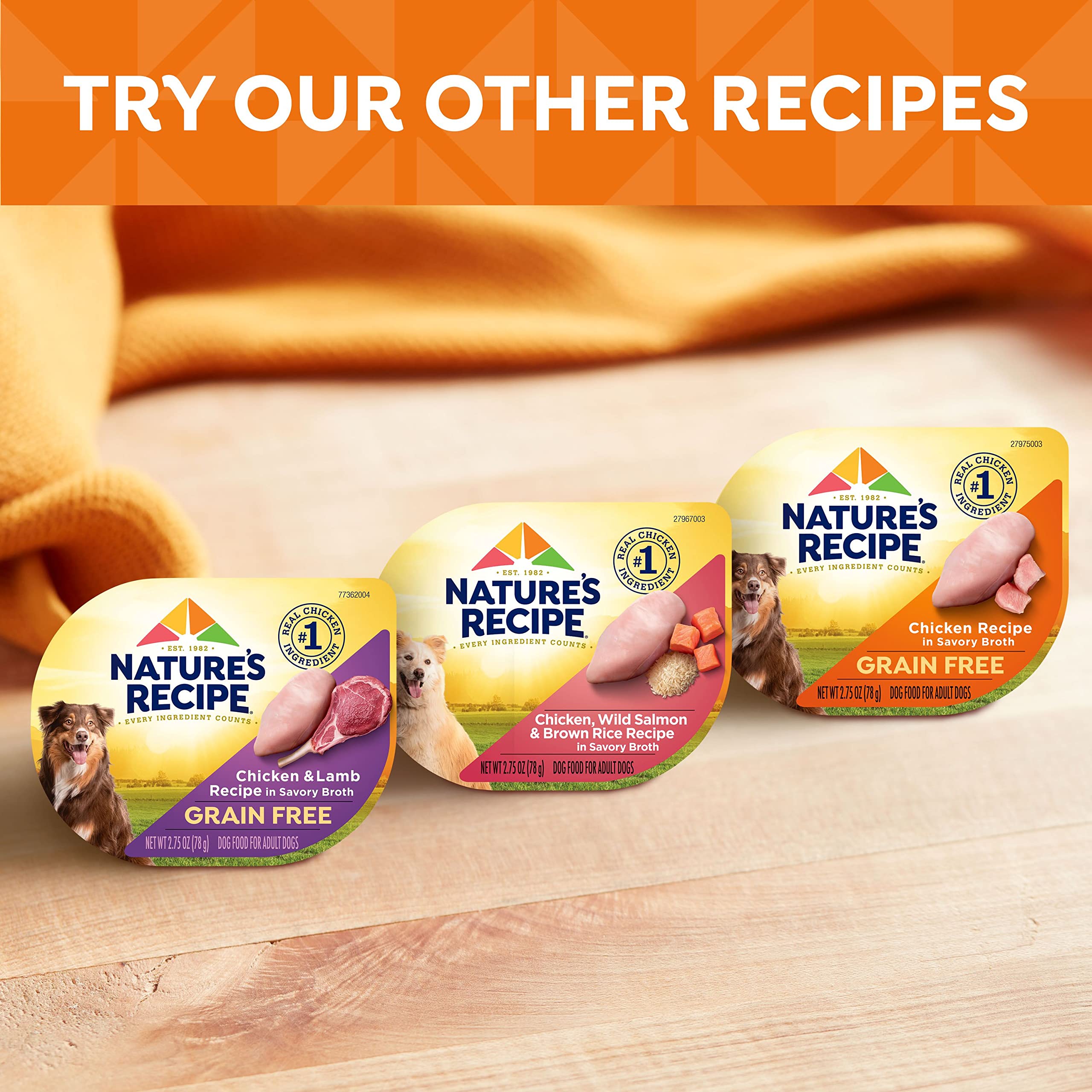 Natures Recipe Grain Free Chicken Recipe, Chicken & Venison Recipe and Chicken & Duck Recipe in Savory Broth Variety Pack Wet Do