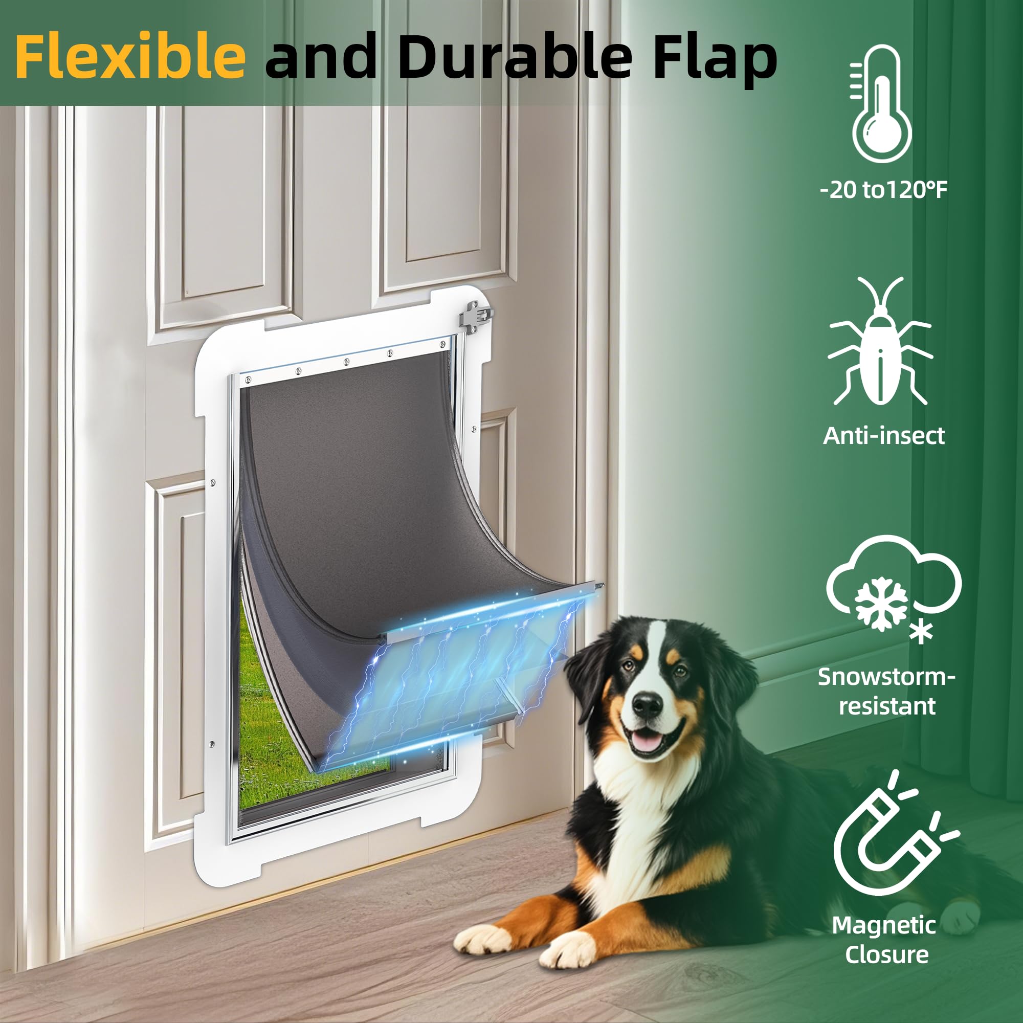 3-Flap Large Dog Door Replacement Flap With Screws, Compatible With Petsafe Freedom Doggie Doors Pac11-11039, 10 1/8'' X 16 7/8'
