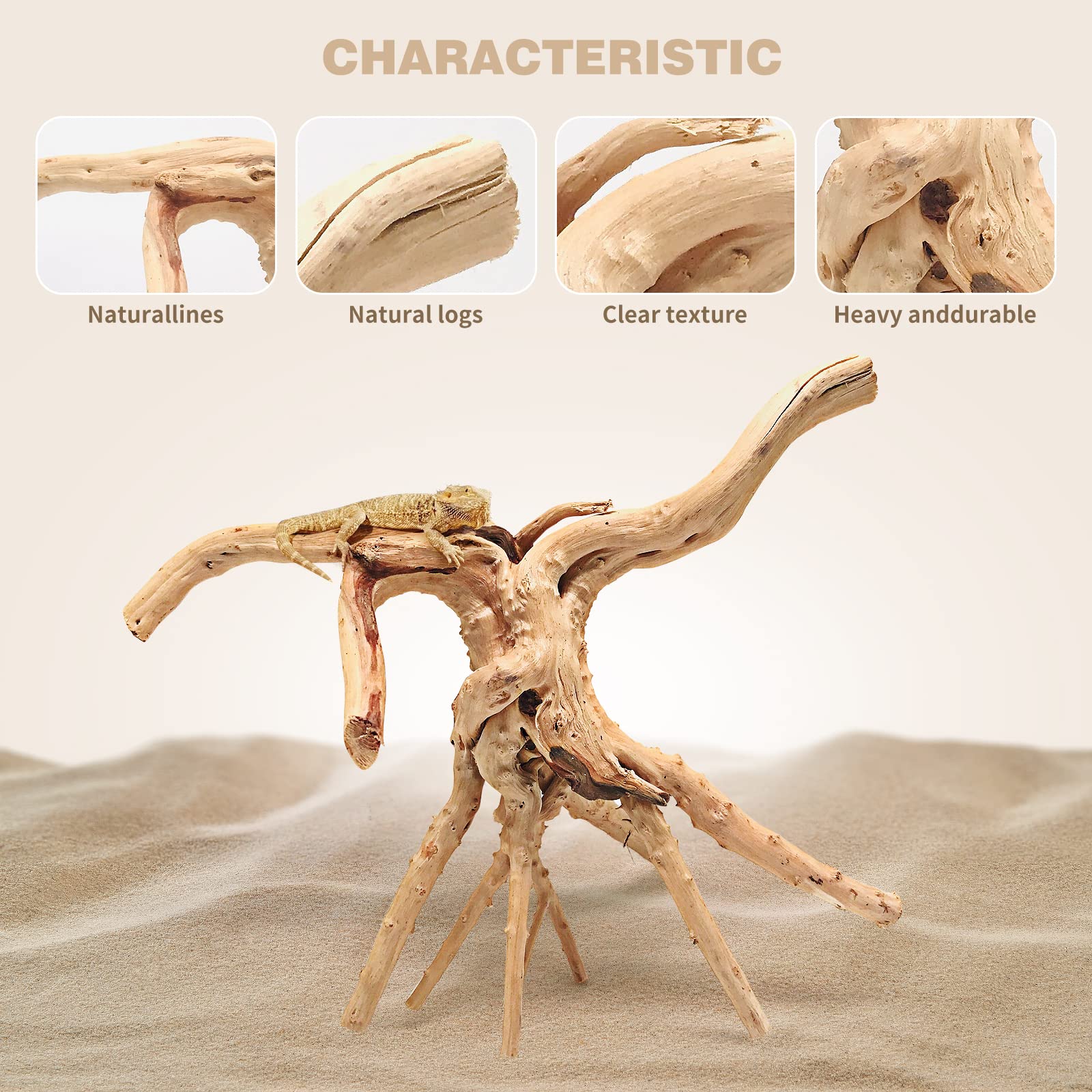 Wdefun Driftwood For Aquarium Decor 12-14 Inch Length Large Spider Wood Ornament Natural Branches For Fish Tank Decorations 2 Pcs