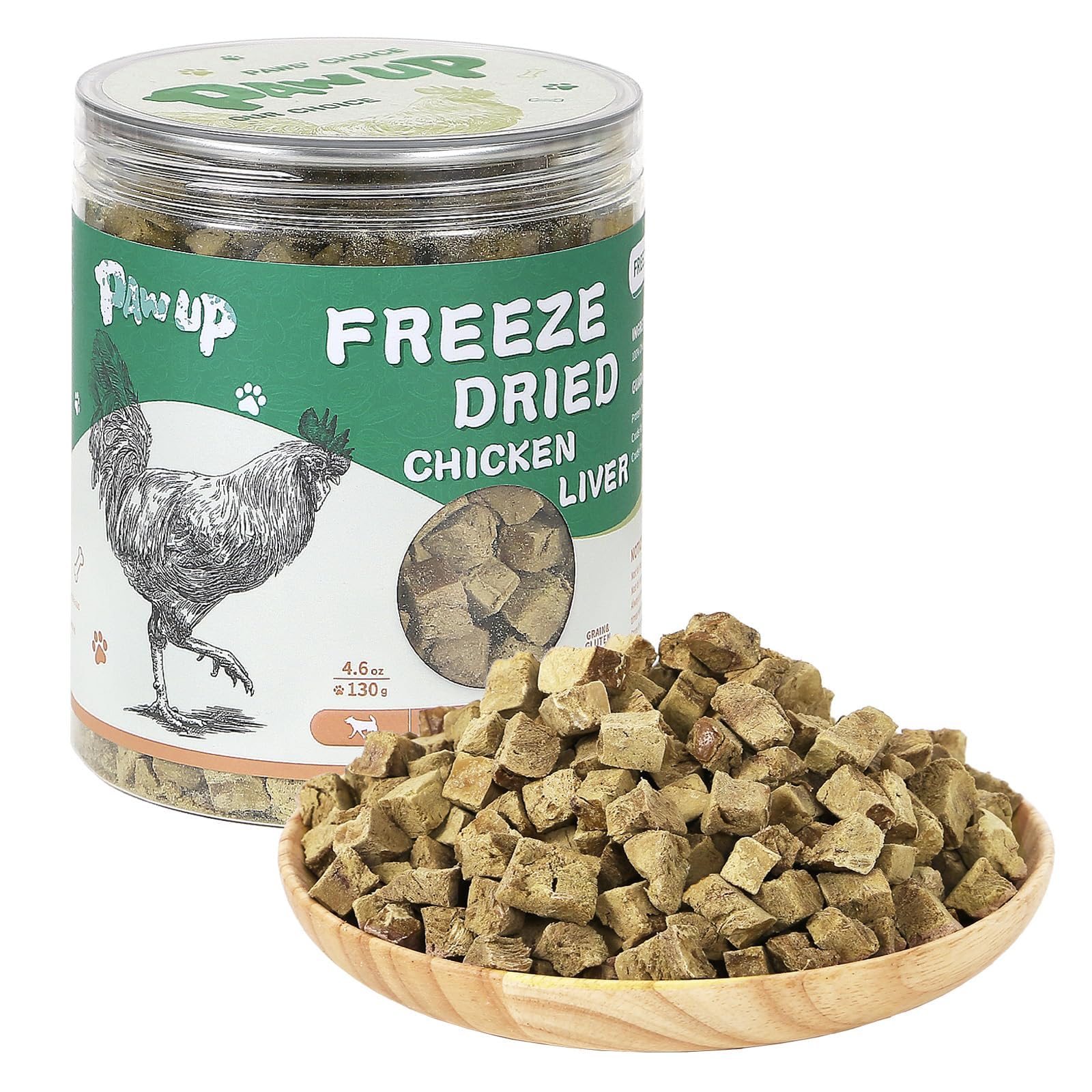 PAWUP Freeze Dried Chicken Liver Pet Treats, High Protein Freeze-Dried Pet Food for Dogs, Cats, Fresh Ingredient Snacks, 4.6 oz,