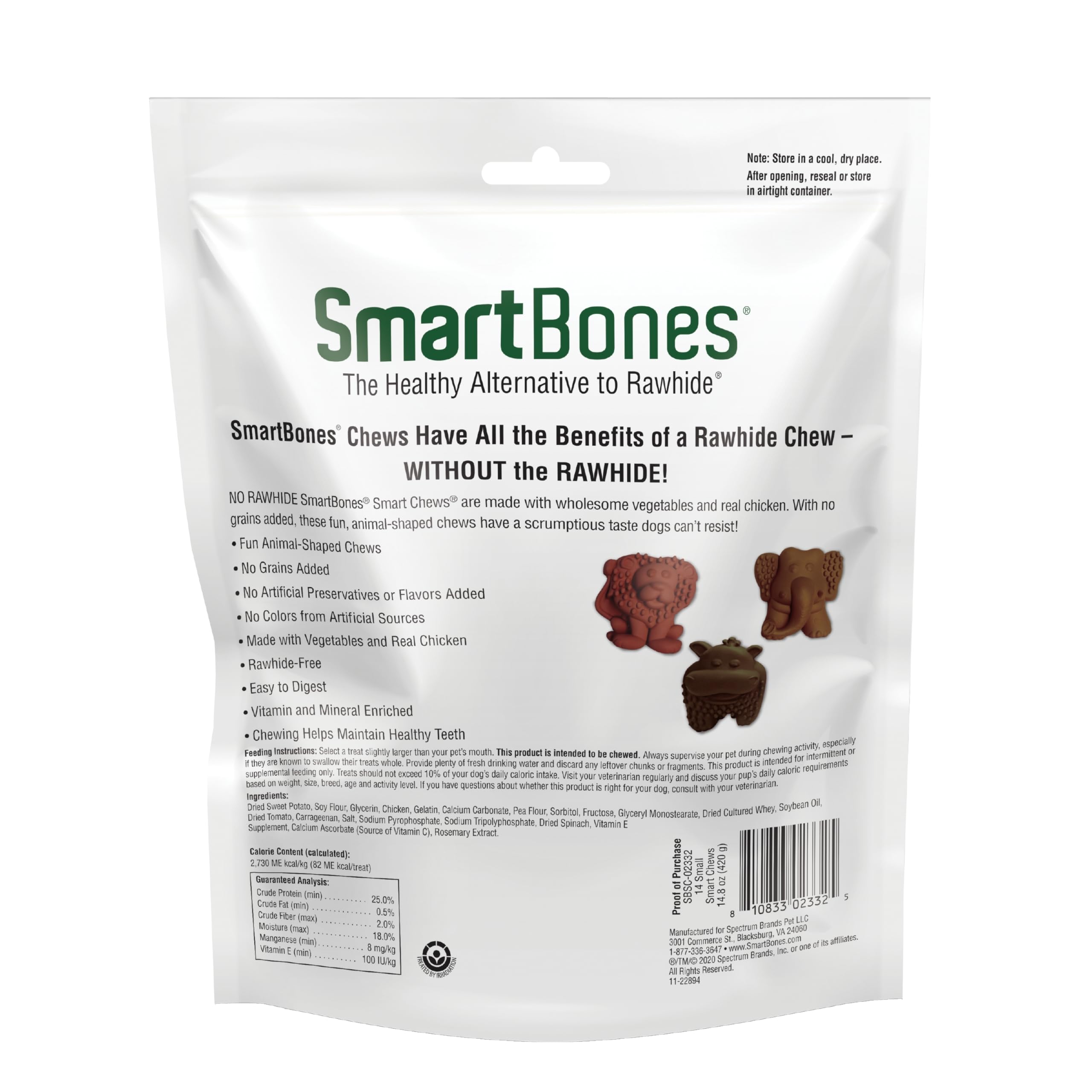 SmartBones Smart Chews, Rawhide Free Dog Chews, Treats for Dogs Made with Real Chicken and Vegetables, 14 Count Small