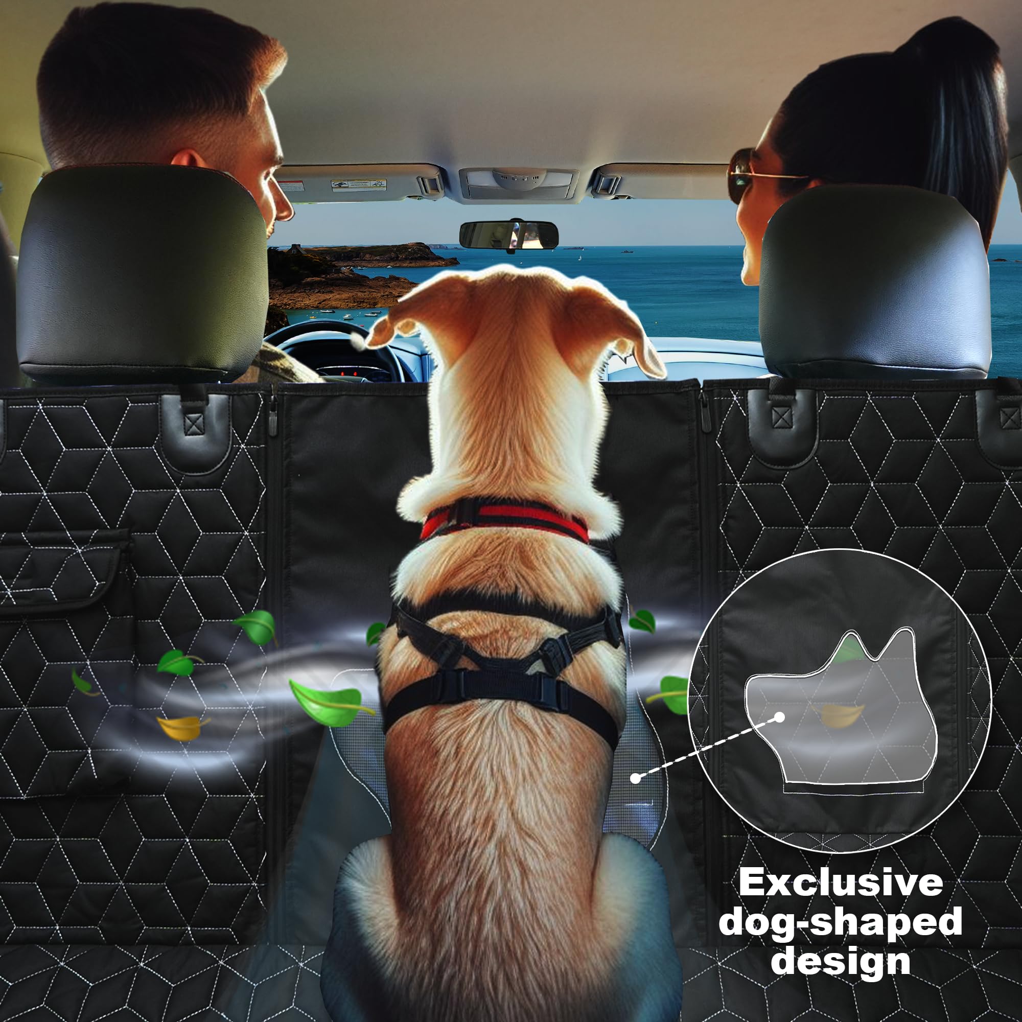 Meginc Suv Dog Car Seat Cover - 100% Waterproof, Heavy Duty Hammock For Back Seat, Non Slip Protector For Large Suvs