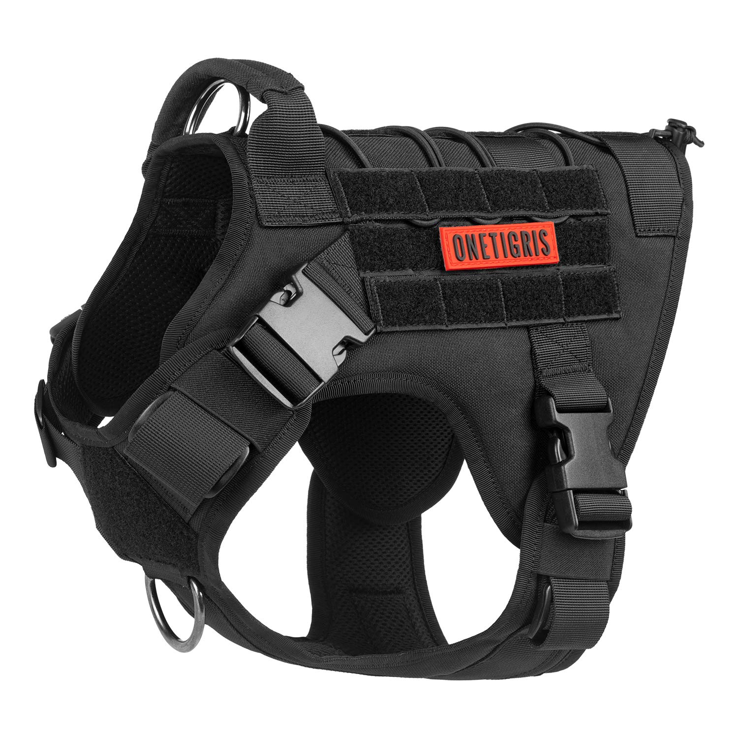 OneTigris Tactical Dog Harness Vest with Handle,Dog Harness for Large Dogs,No-Pull Service Dog Vest with Hook & Loop Panels,Adju