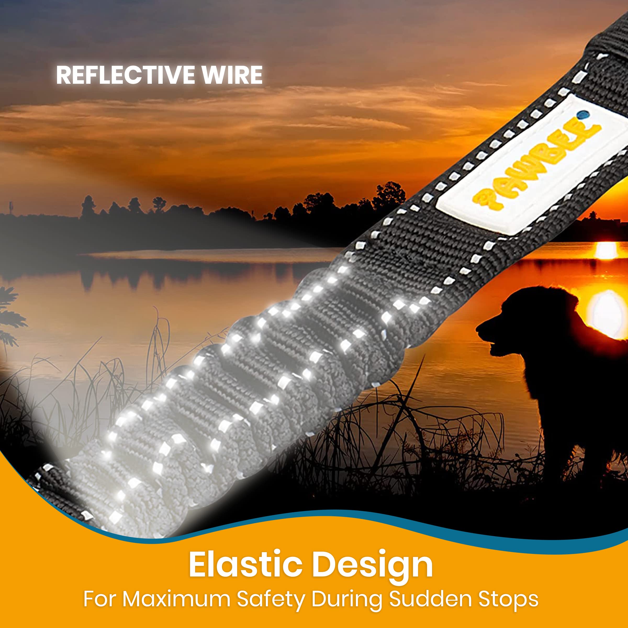 Pawbee 2 Pack Dog Seat Belts For Cars - Adjustable, Elastic Bungee Dog Car Harness With Easy Clip, 3-In-1 Safety Dog Car Seat Be