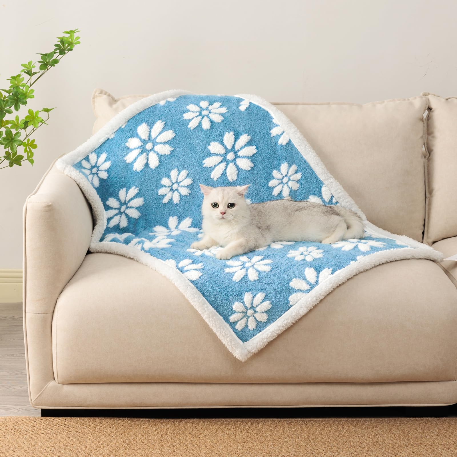 Yaning Waterproof Blanket For Dog Puppy Cat, Cute 3D Textured Flower Dog Blanket For Bed Couch Sofa, Soft Liquid Pee Proof Furni