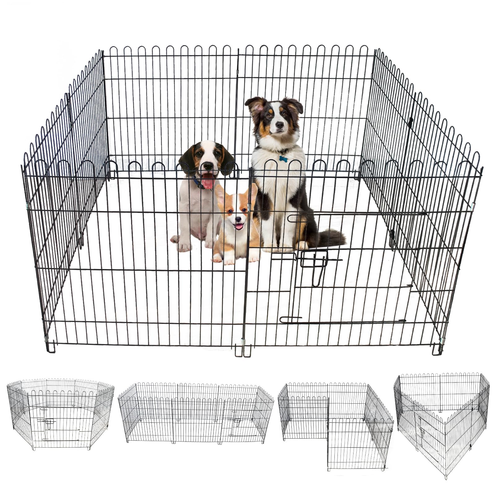 Muyg Foldable Metal Dog Playpen, Portable Pet Pen Puppy Exercise Pens 8 Panels Small/Medium Dogs Fence For Yard Indoor&Outdoor R