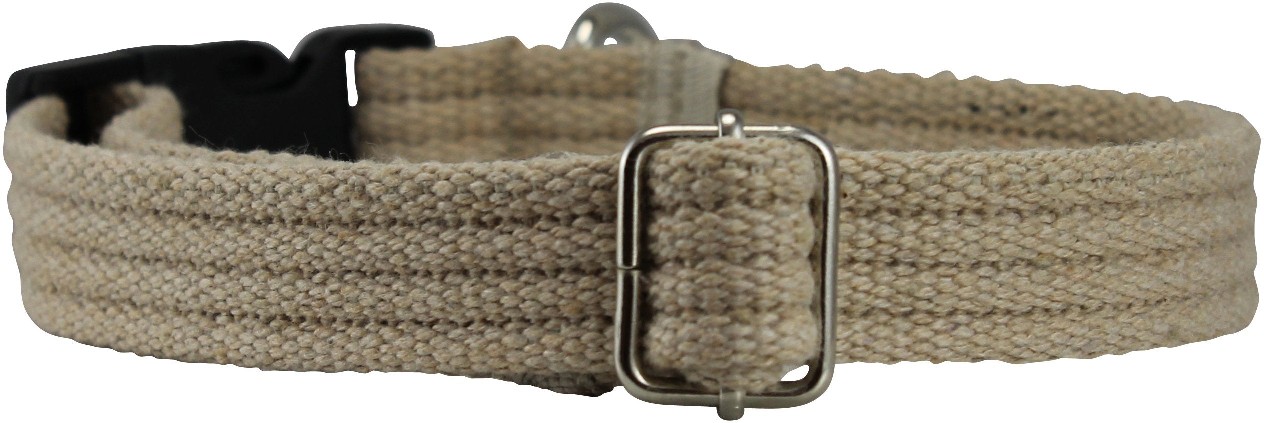 Cotton Web Adjustable Dog Collar 4 Sizes Beige (Small: Neck 11.5'-15.5'; Width 1/2')