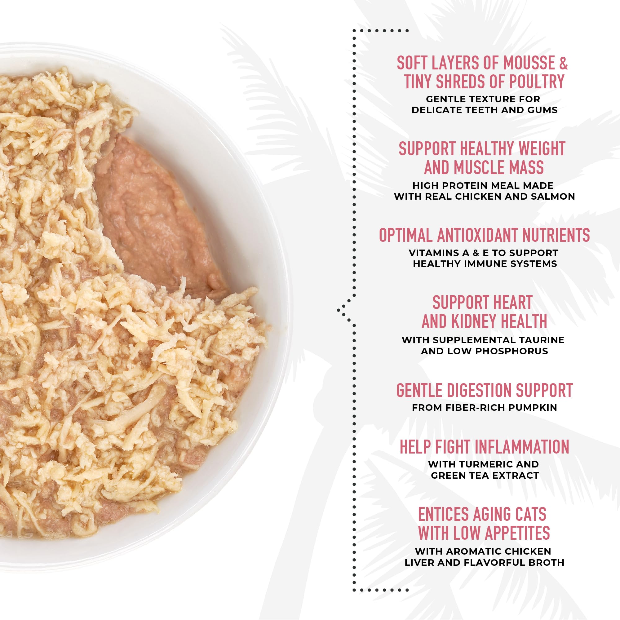 Tiki Cat Silver Comfort Mousse + Shreds, Chicken, Salmon & Chicken Liver Recipe, Immune System Support Formulated for Older Cats