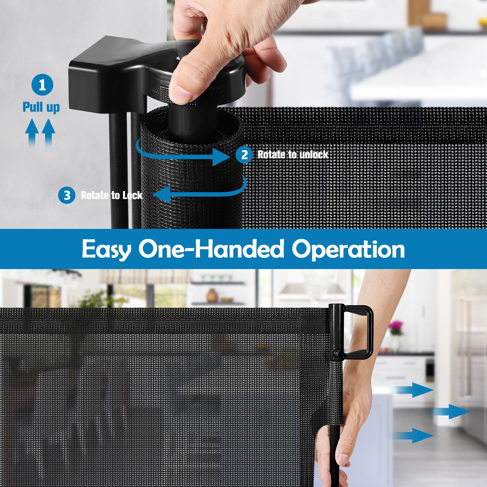 90 Inch Retractable Baby Gates Extra Wide Dog Gate Outdoor Retractable Gate Indoor Long Baby Gate Extra Wide Baby Gates for Larg